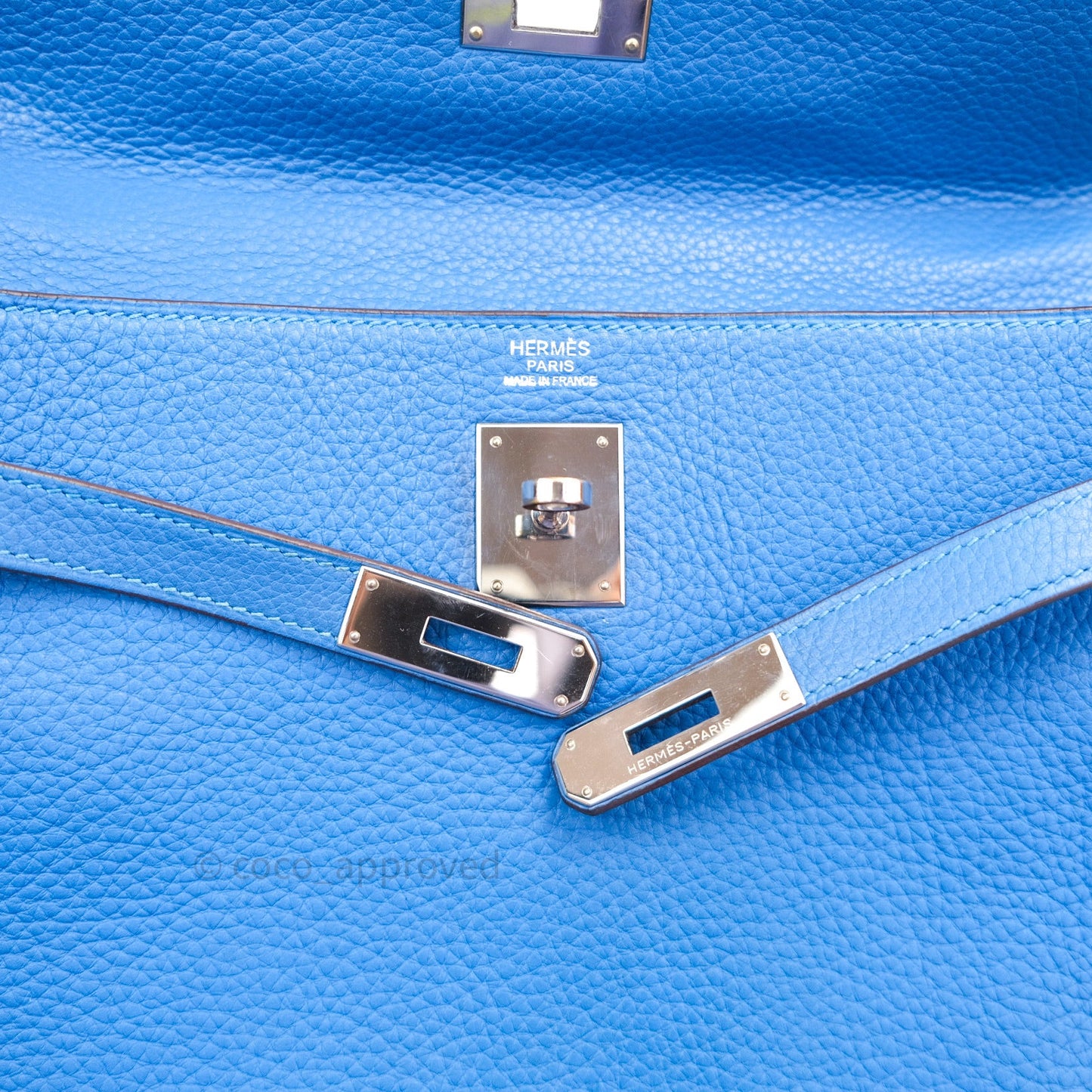 Hermès Kelly Retourne 32 Blue Mykonos Togo Palladium Hardware