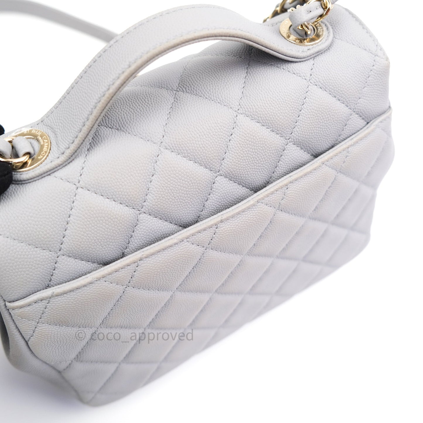 Chanel Quilted Medium Business Affinity Flap Grey Caviar Light Gold Hardware