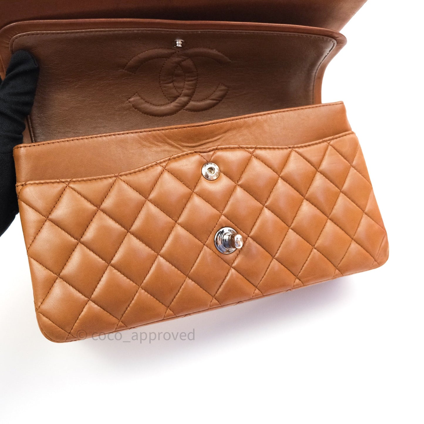 Chanel Classic M/L Brown Lambskin Silver Hardware