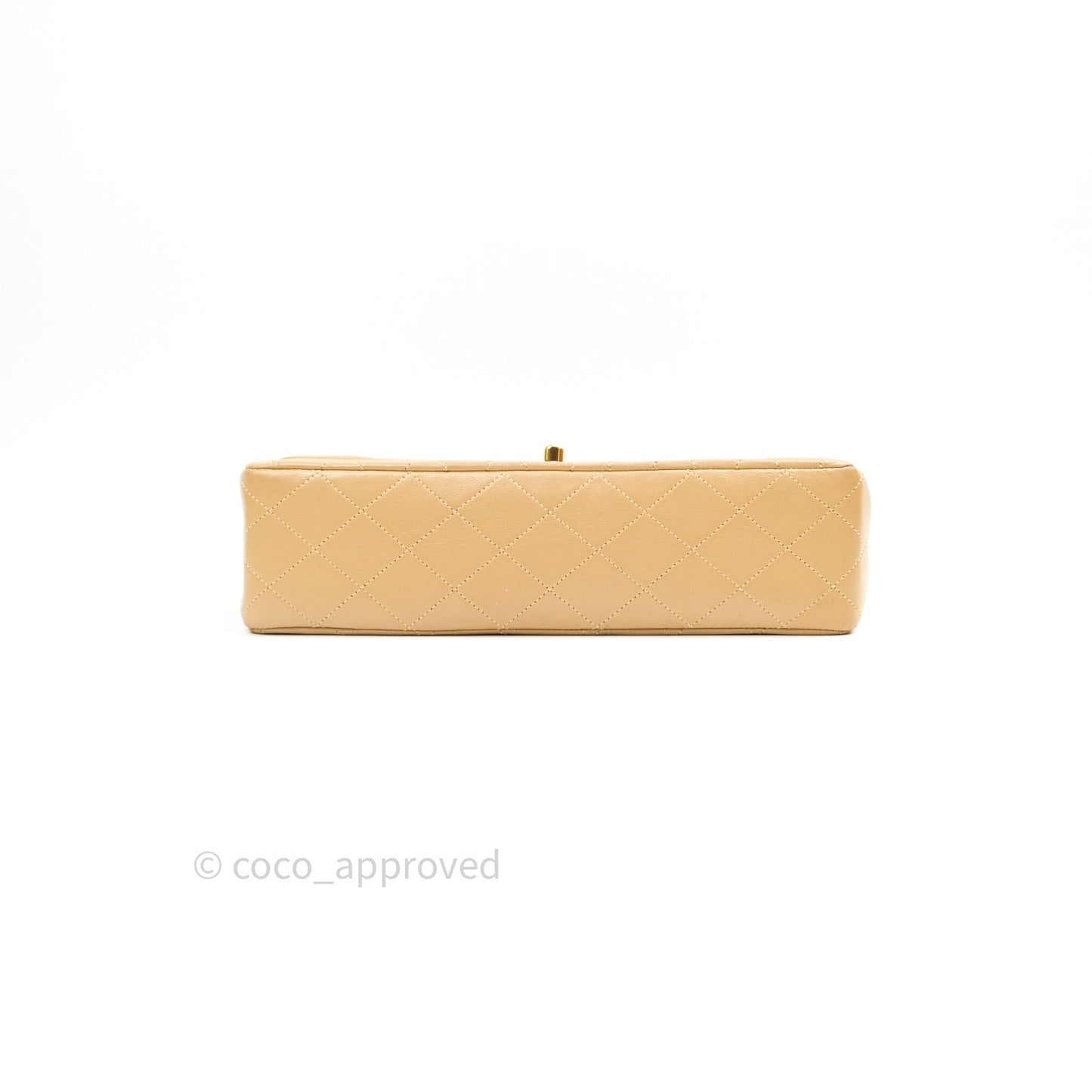 Chanel Vintage Classic Double Flap M/L Beige Lambskin 24K Gold Hardware