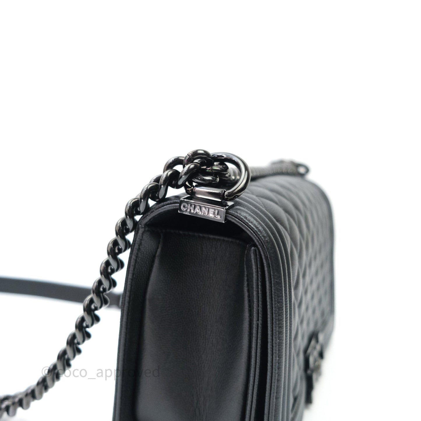 Chanel Quilted Medium Caviar Boy Flap So Black Hardware