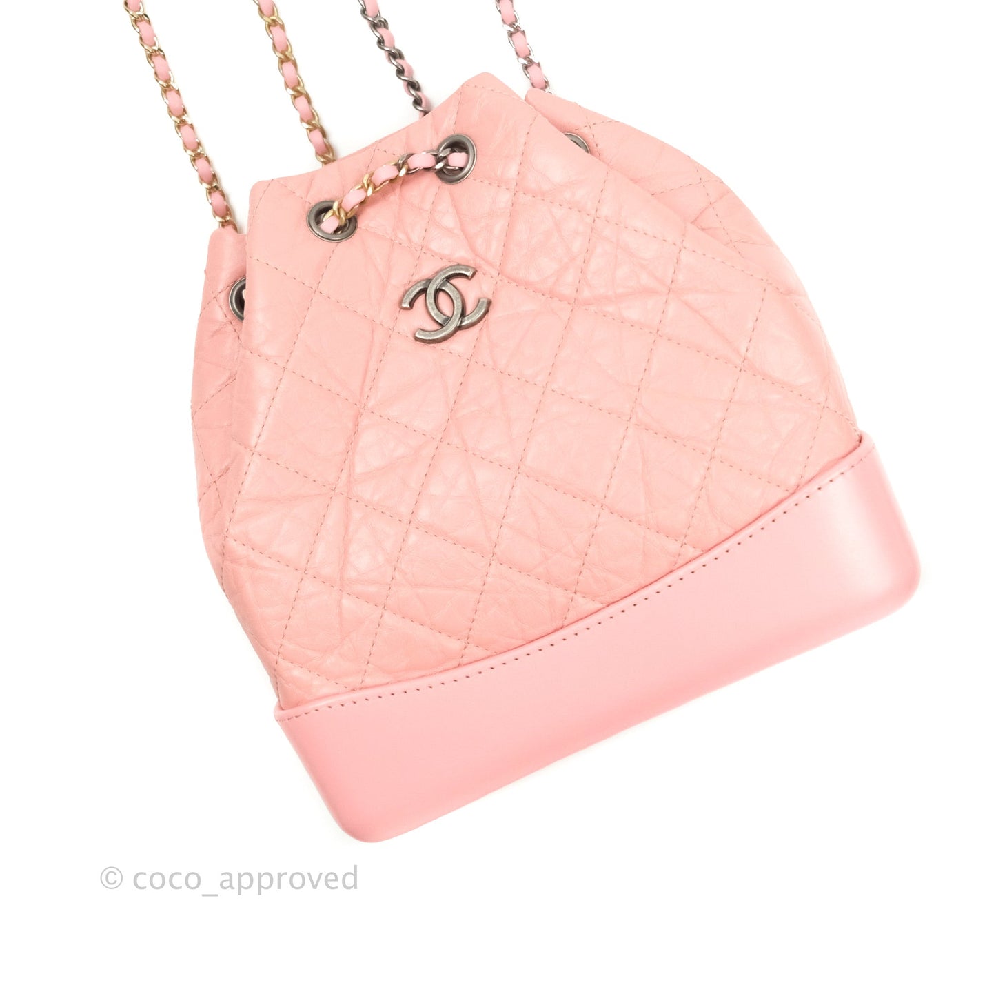 Chanel Gabrielle Backpack Pink Aged Calfskin Small Black
