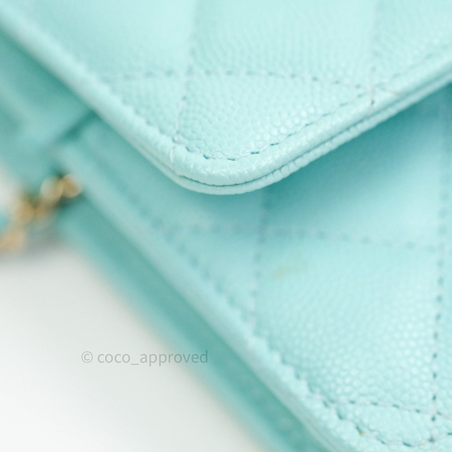 Chanel Quilted Wallet on Chain WOC Tiffany Blue Caviar Light Gold Hardware