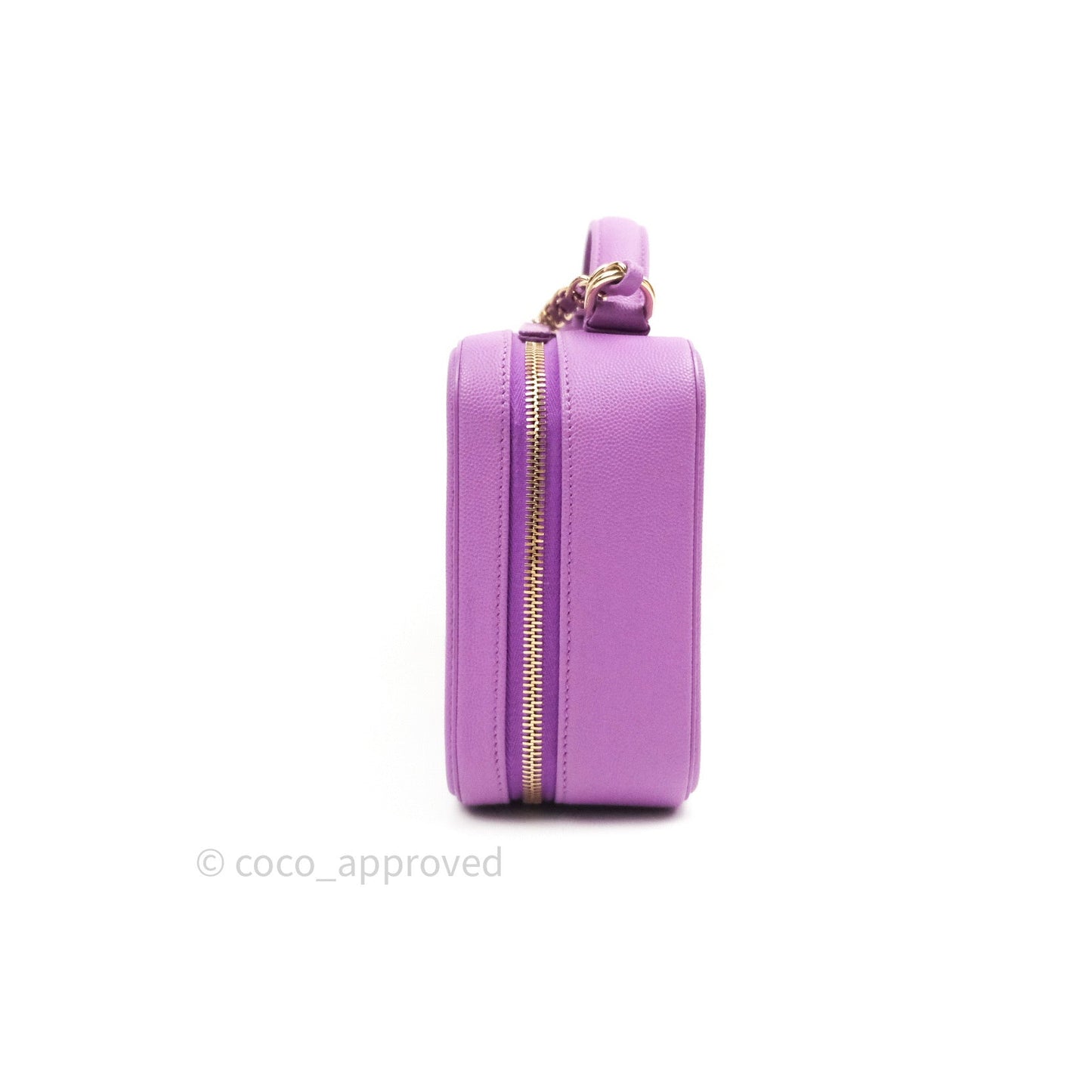Chanel Quilted Medium CC Filigree Vanity Case Purple Caviar Gold Hardware