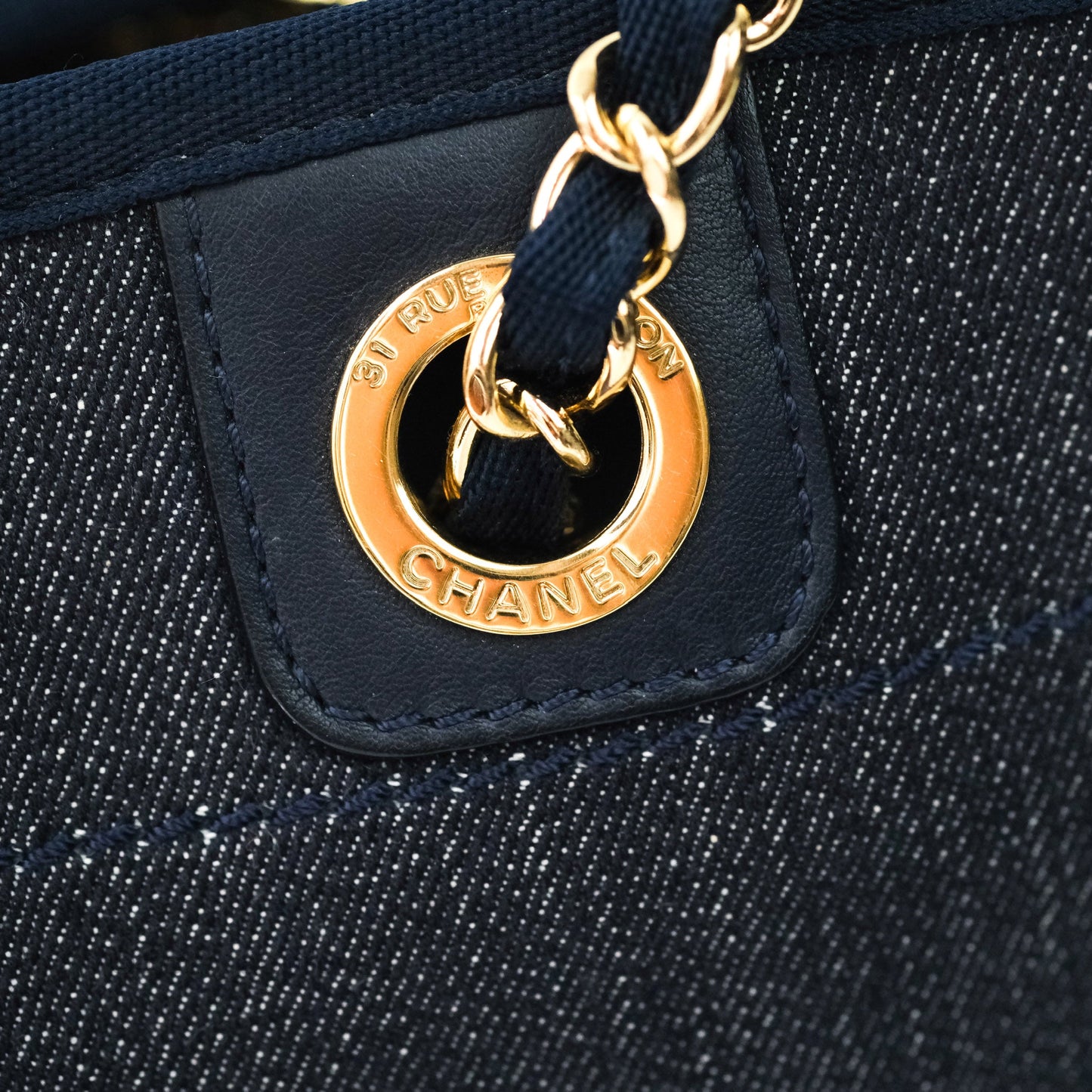 Chanel Denim Deauville Medium Tote Navy