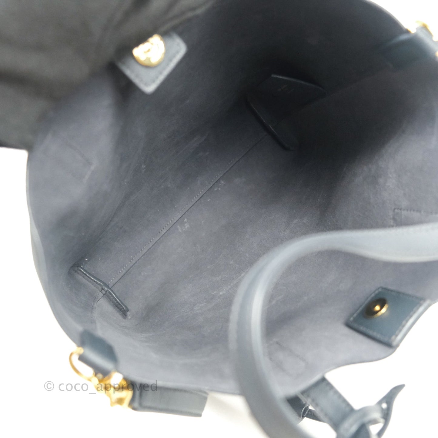 Saint Laurent Calfskin Shopping Tote Bag Dark Grey