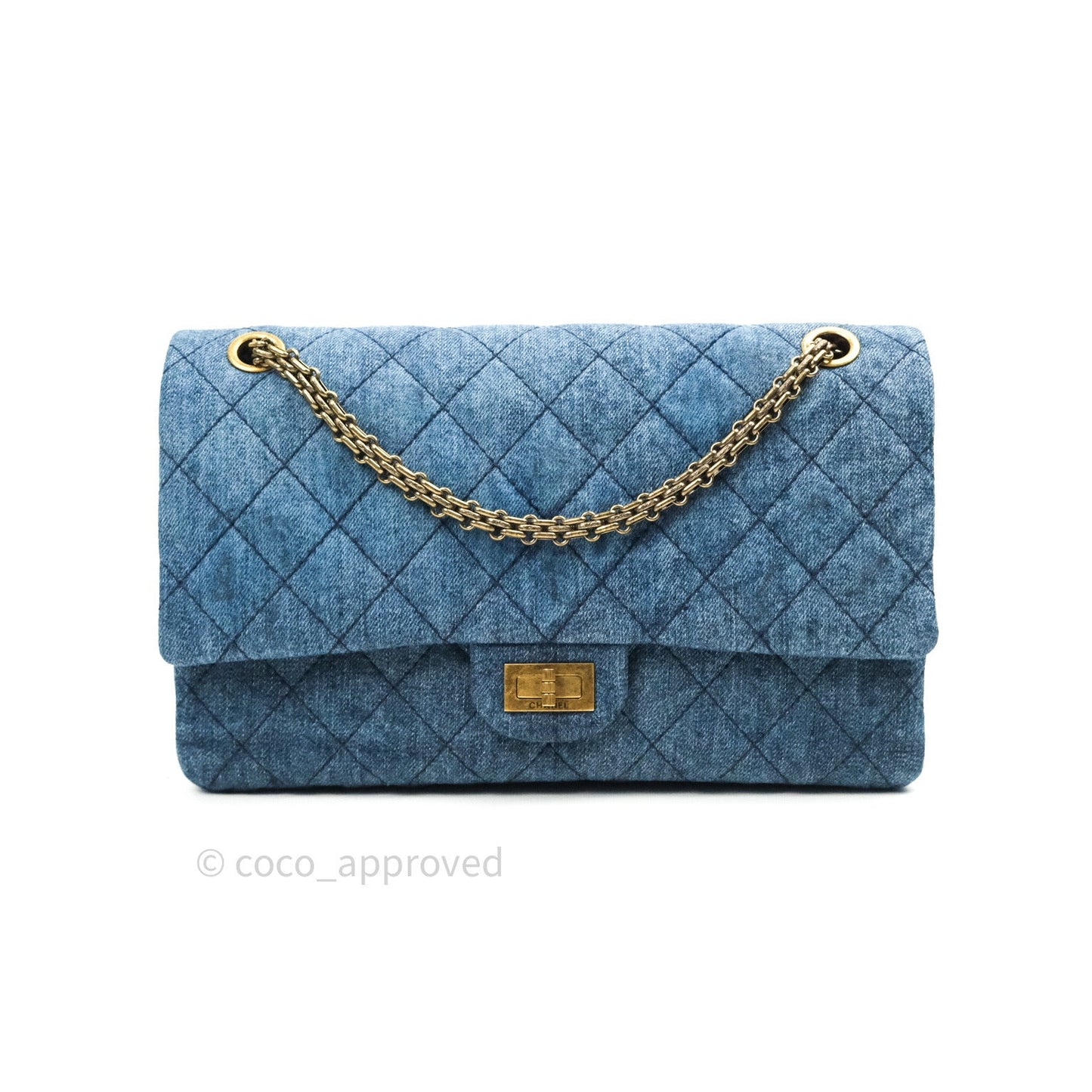 Chanel Reissue Quilted Denim Dark Blue Gold Hardware 226