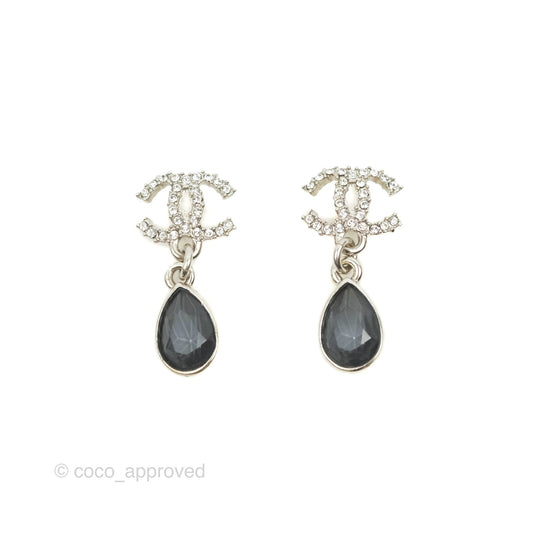 Chanel CC Tear Resin Drop Earrings Silver Hardware 20K