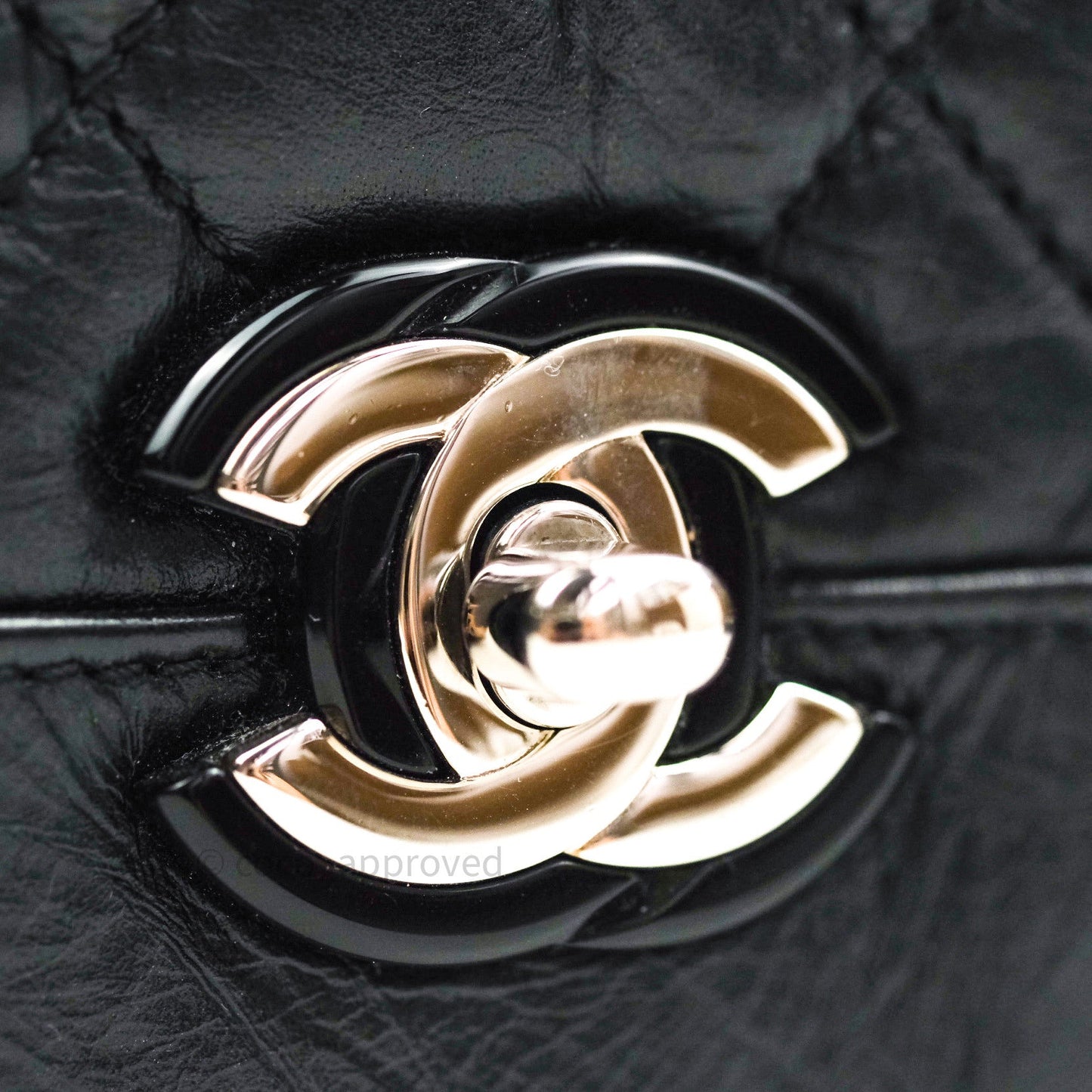 Chanel Bi Quilted Crumpled Calfskin Black Silver Hardware