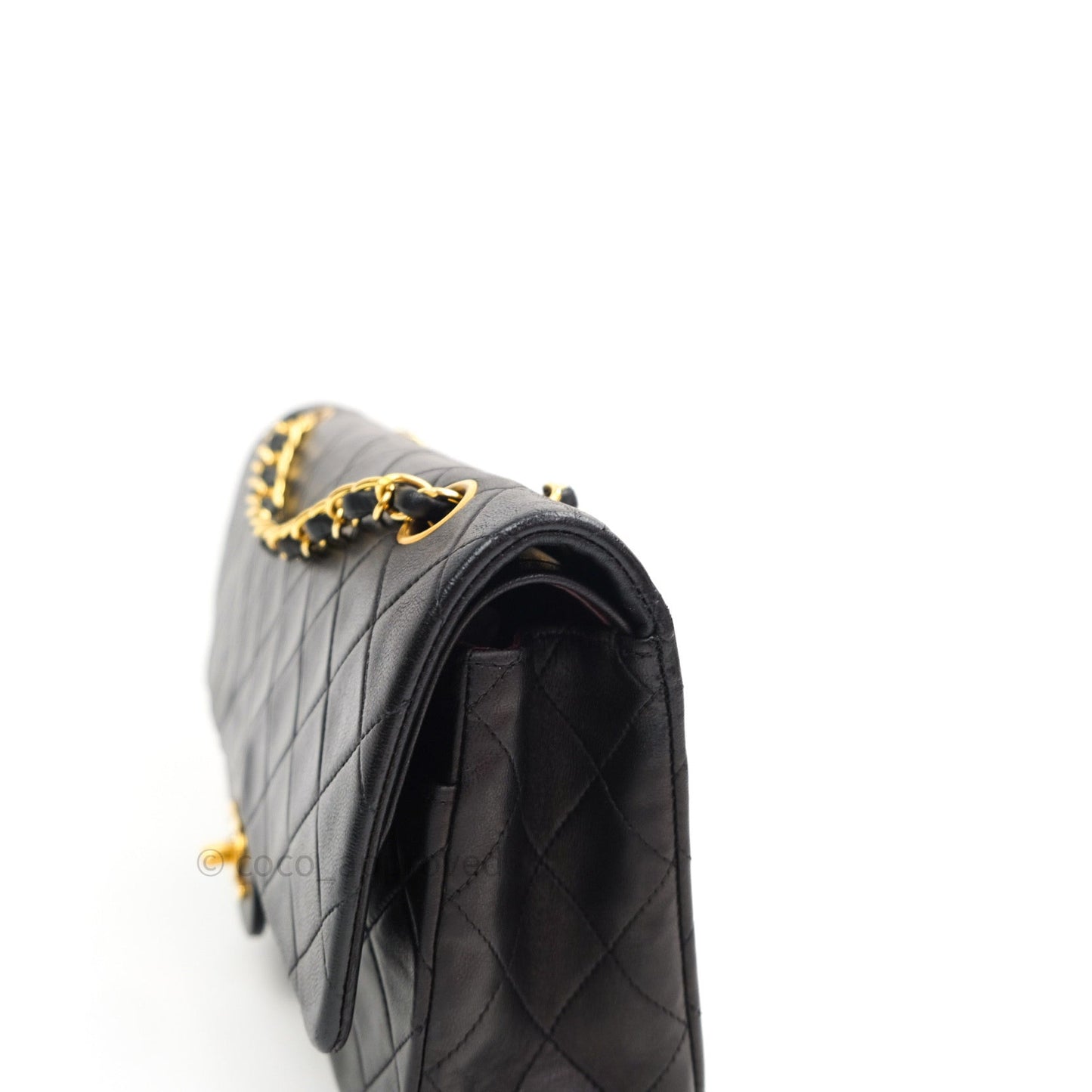 Chanel Vintage Classic Double Flap M/L Black Lambskin 24K Gold Hardware