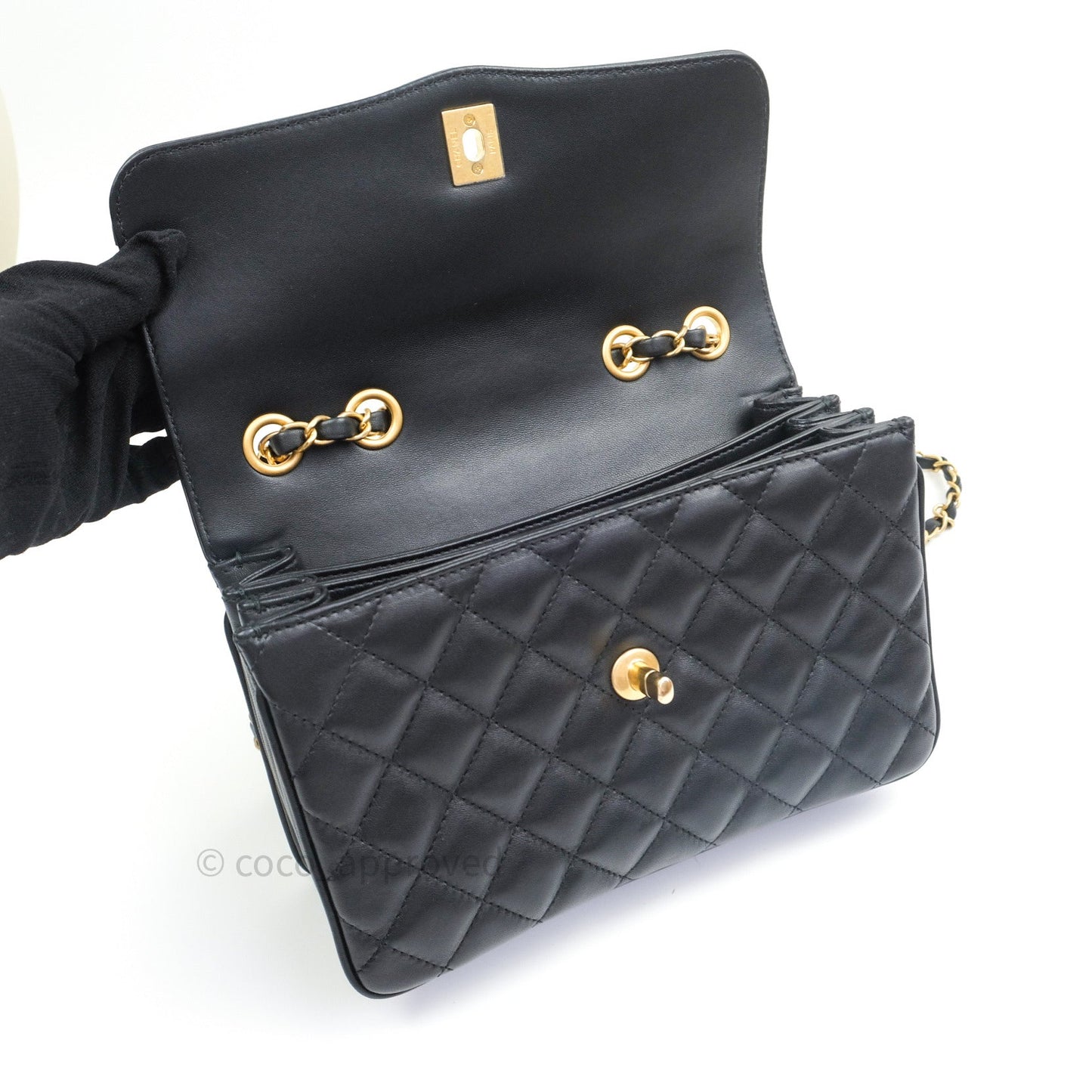 Chanel Coco Vintage Flap Bag Black Lambskin Gold Hardware 18C