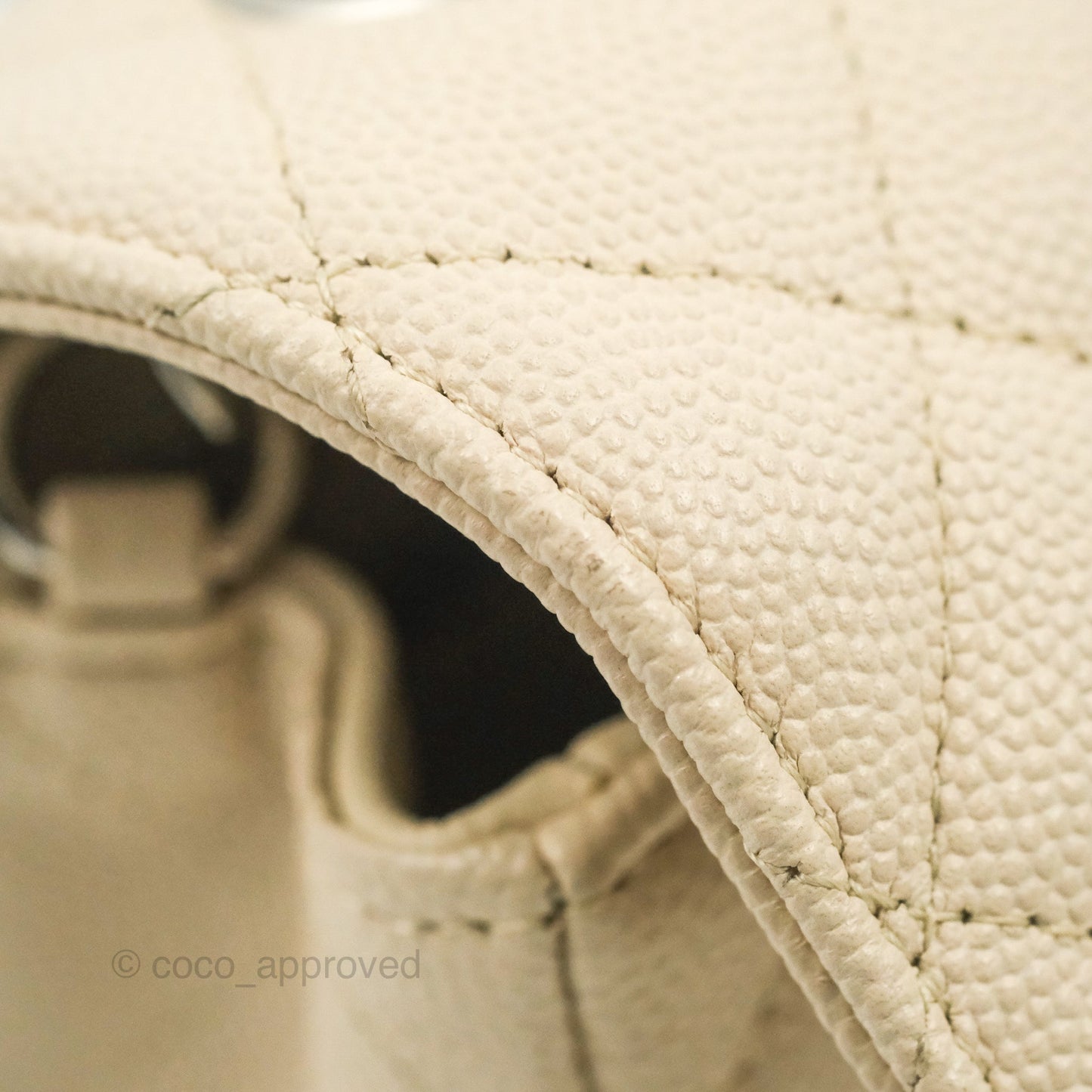 Chanel Quilted Mini Rectangular Ivory Caviar Silver Hardware