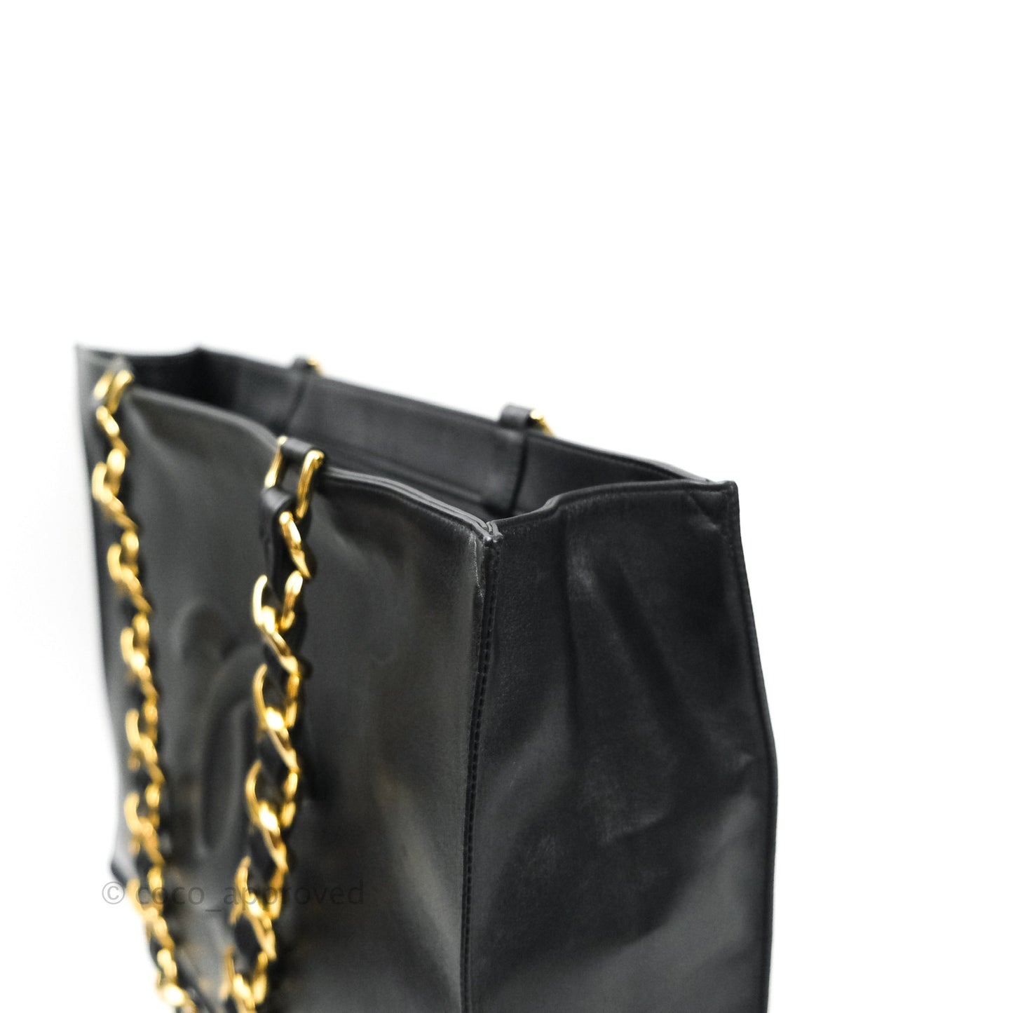 Chanel Vintage CC Chunky Chain Calfskin XL Tote 24K Gold Hardware