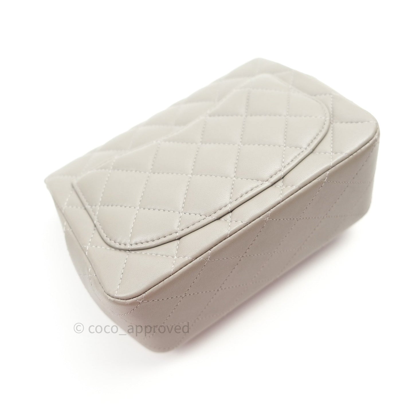 Chanel Mini Square Grey Lambskin Silver Hardware 19B