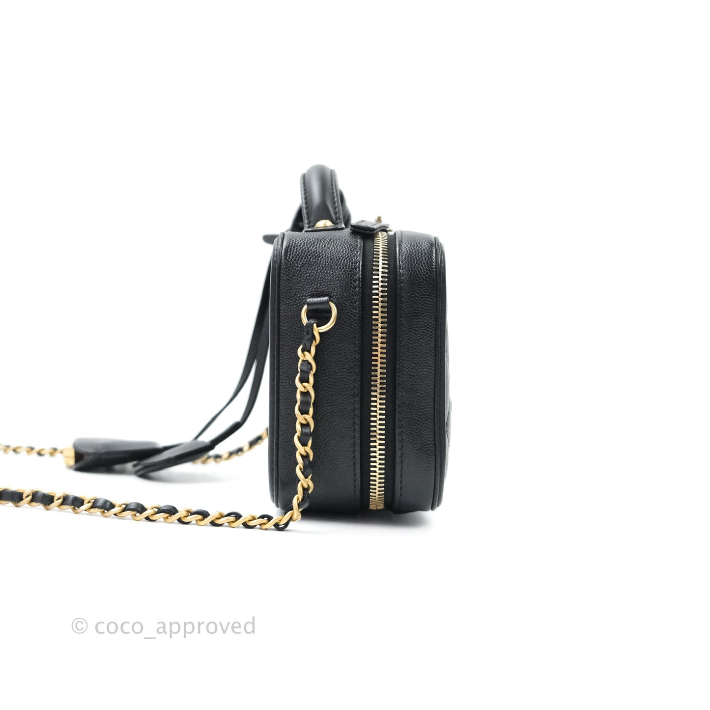 Chanel Quilted Small CC Filigree Vanity Case Black Caviar