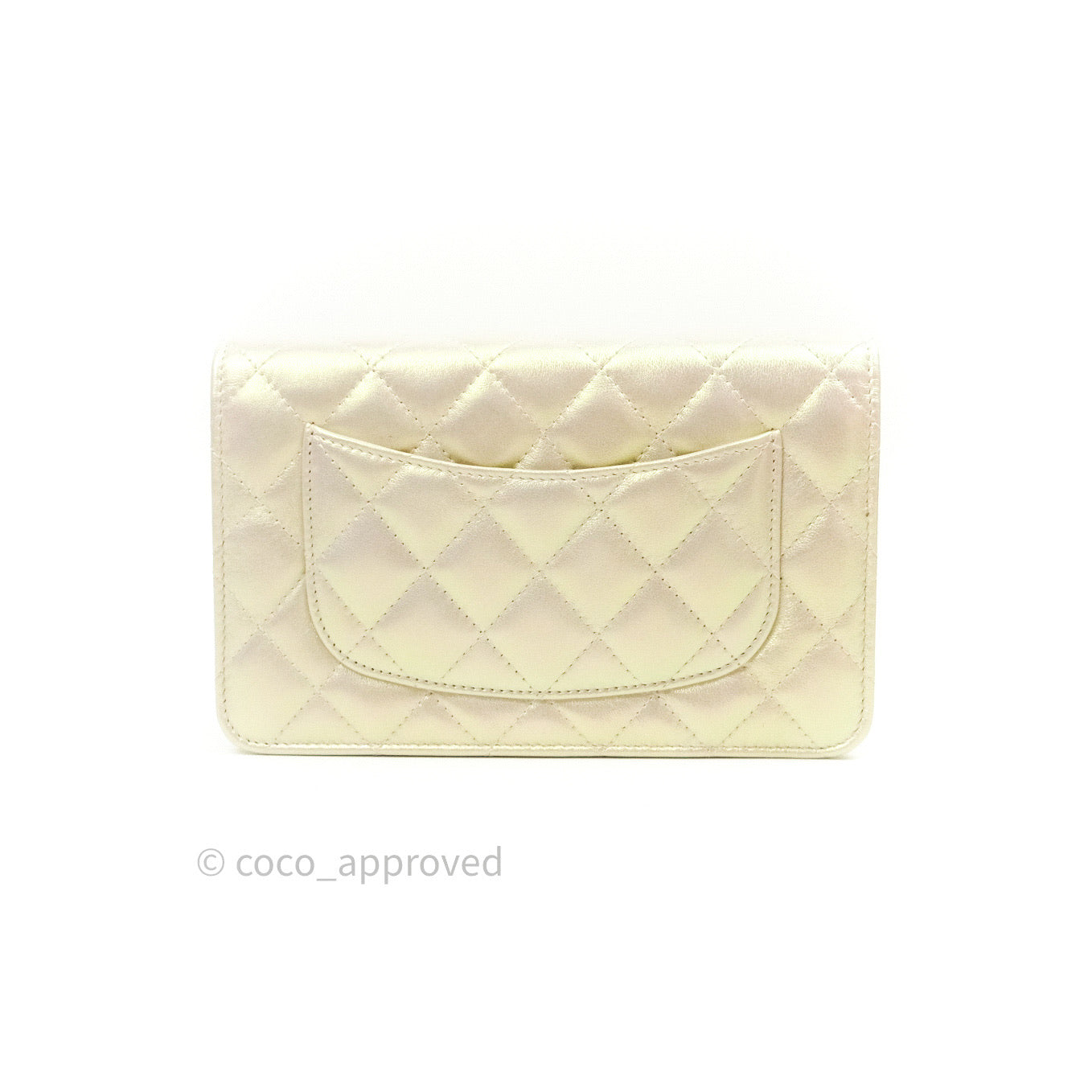 Chanel Quilted Wallet on Chain WOC Iridescent Ivory Gold Hardware 20A