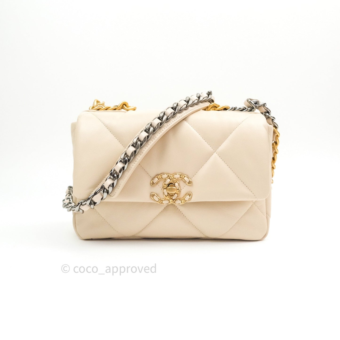 Chanel 19 Small Beige Goatskin Mixed Hardware 20B