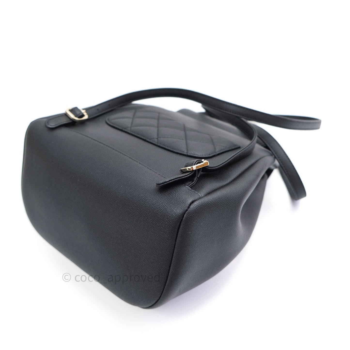 Chanel Quilted Business Affinity Backpack Black Caviar Light Gold Hardware