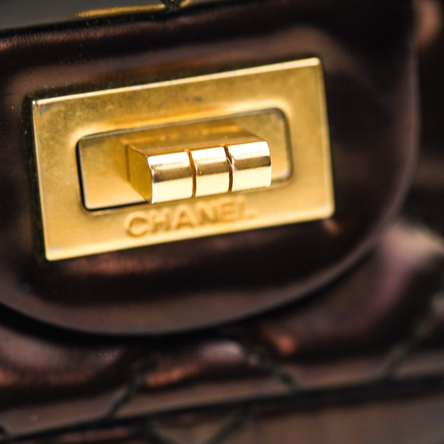 Chanel Quilted Accordion Reissue Black Patent Leather Gold Hardware 2.55 Flap