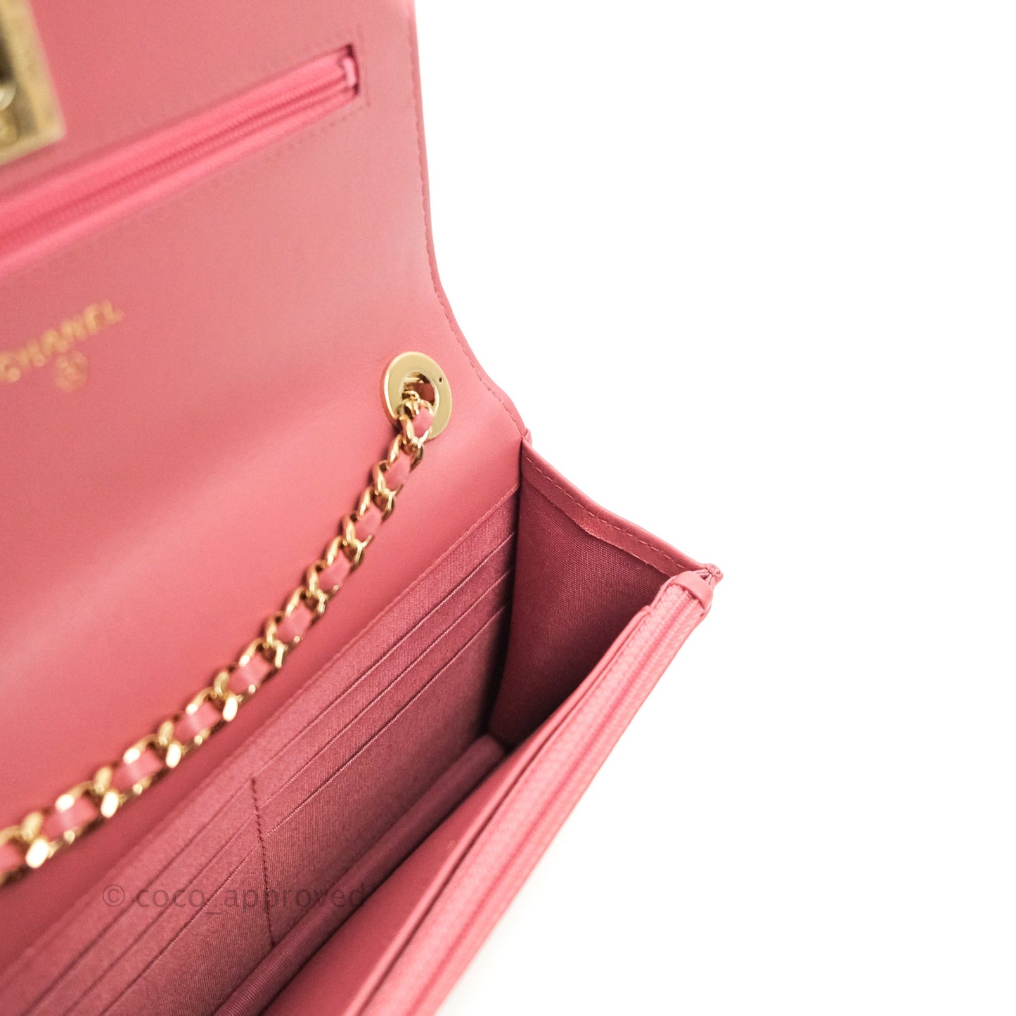 Chanel Trendy CC WOC Wallet on Chain Chevron Pink Lambskin Gold Hardware