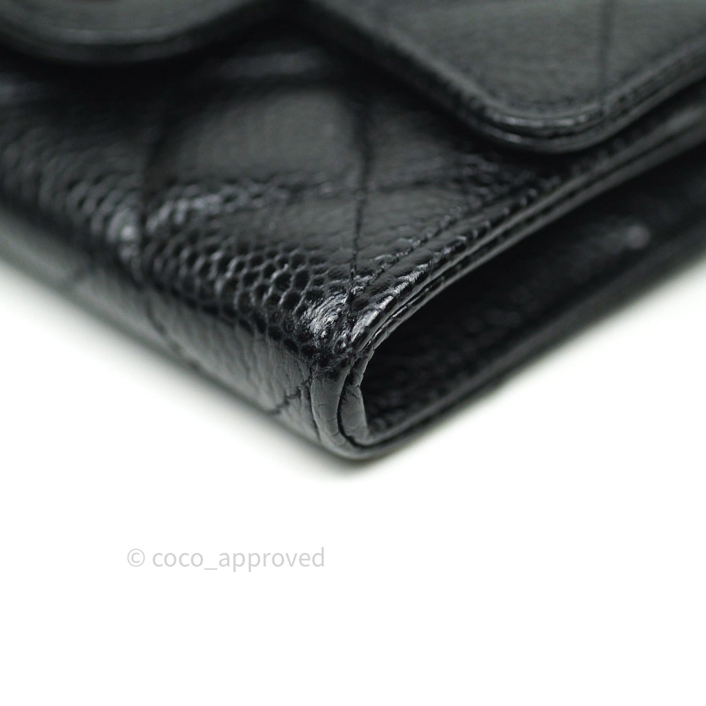 Chanel Caviar Quilted Flap Card Holder Black Gold Hardware