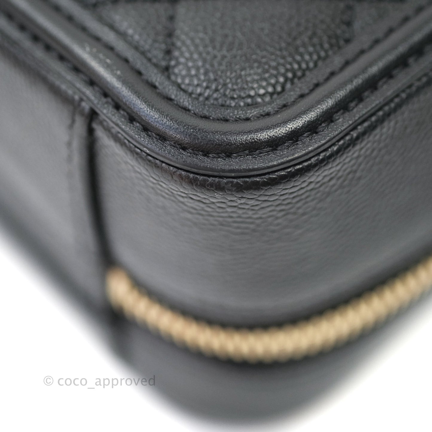 Chanel Quilted Small CC Filigree Vanity Case Black Caviar