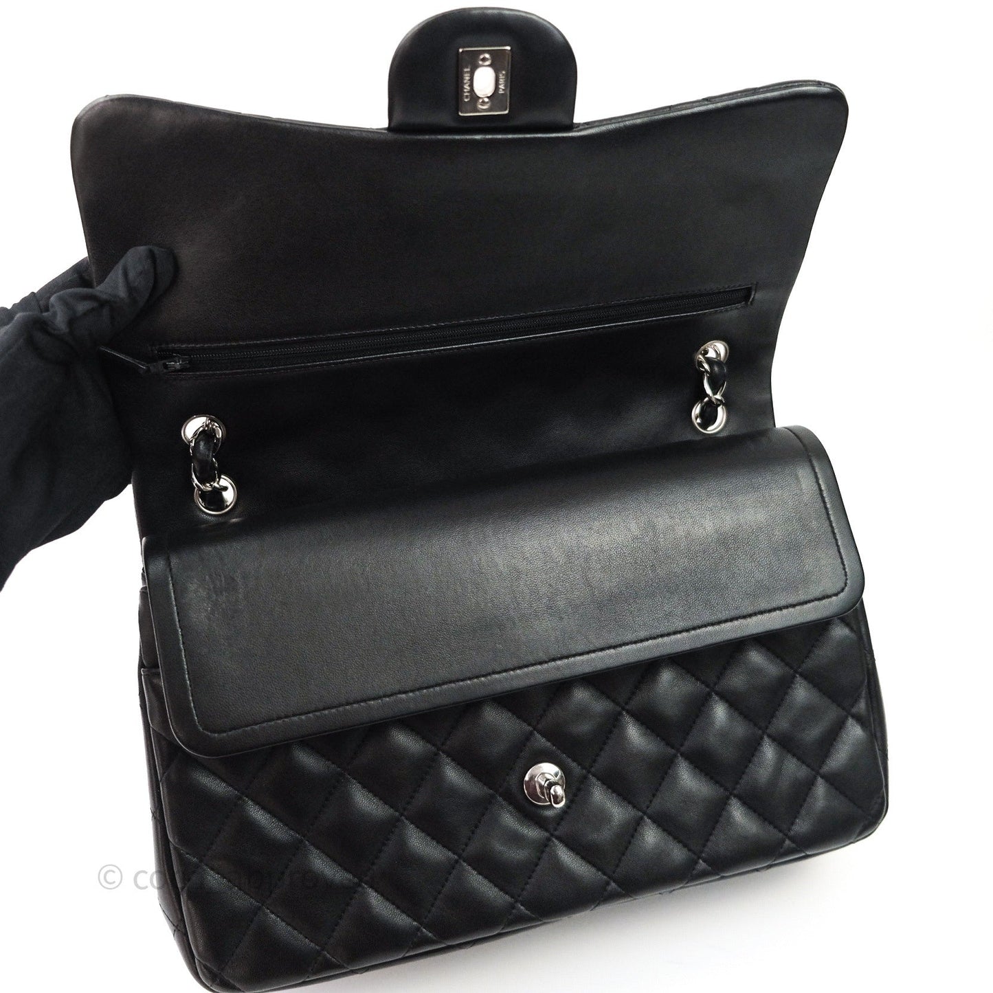 Chanel Jumbo Double Flap Black Lambskin Silver Hardware⁣⁣
