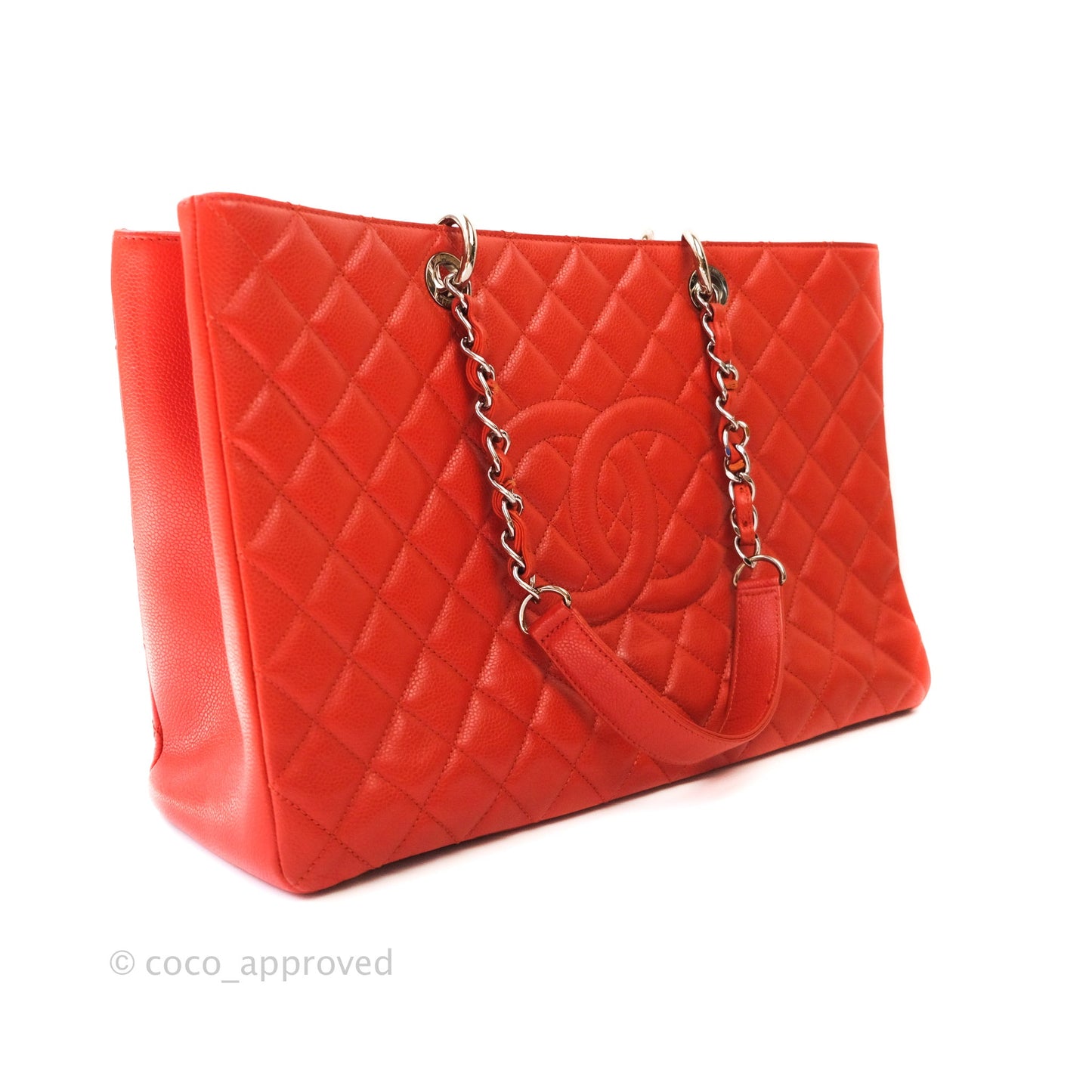 Chanel XL Grand Shopping Tote GST Red Caviar Silver Hardware