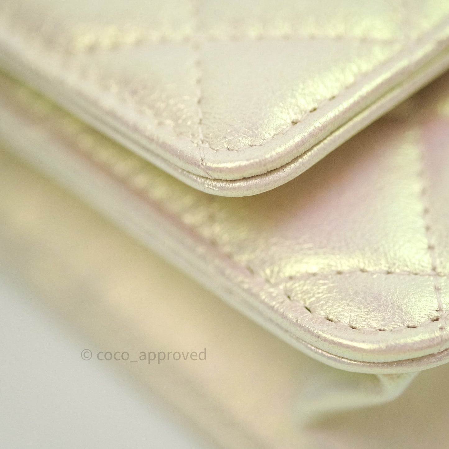 Chanel Quilted Wallet on Chain WOC Iridescent Ivory Gold Hardware 20A