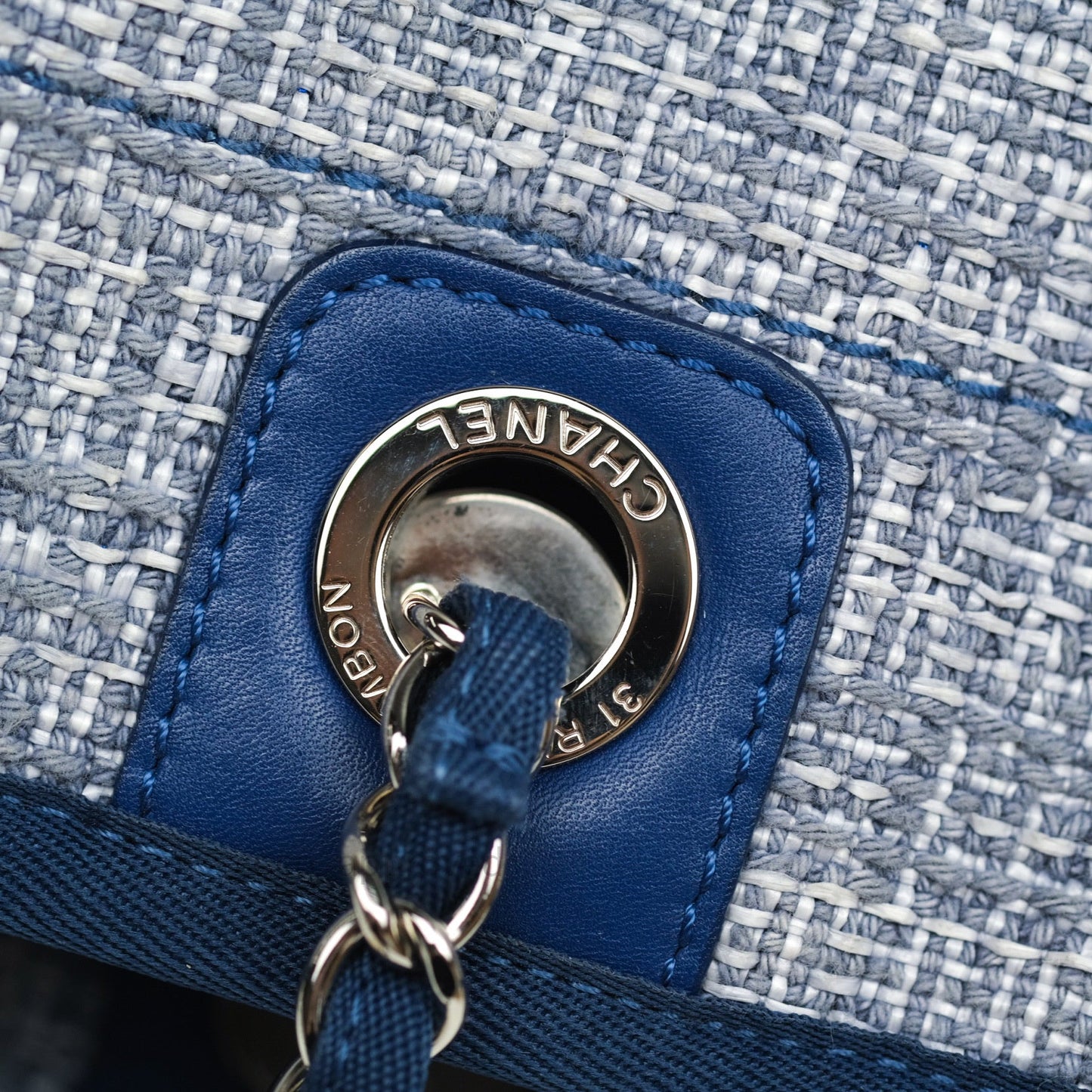 Chanel Canvas Deauville Medium Tote Blue