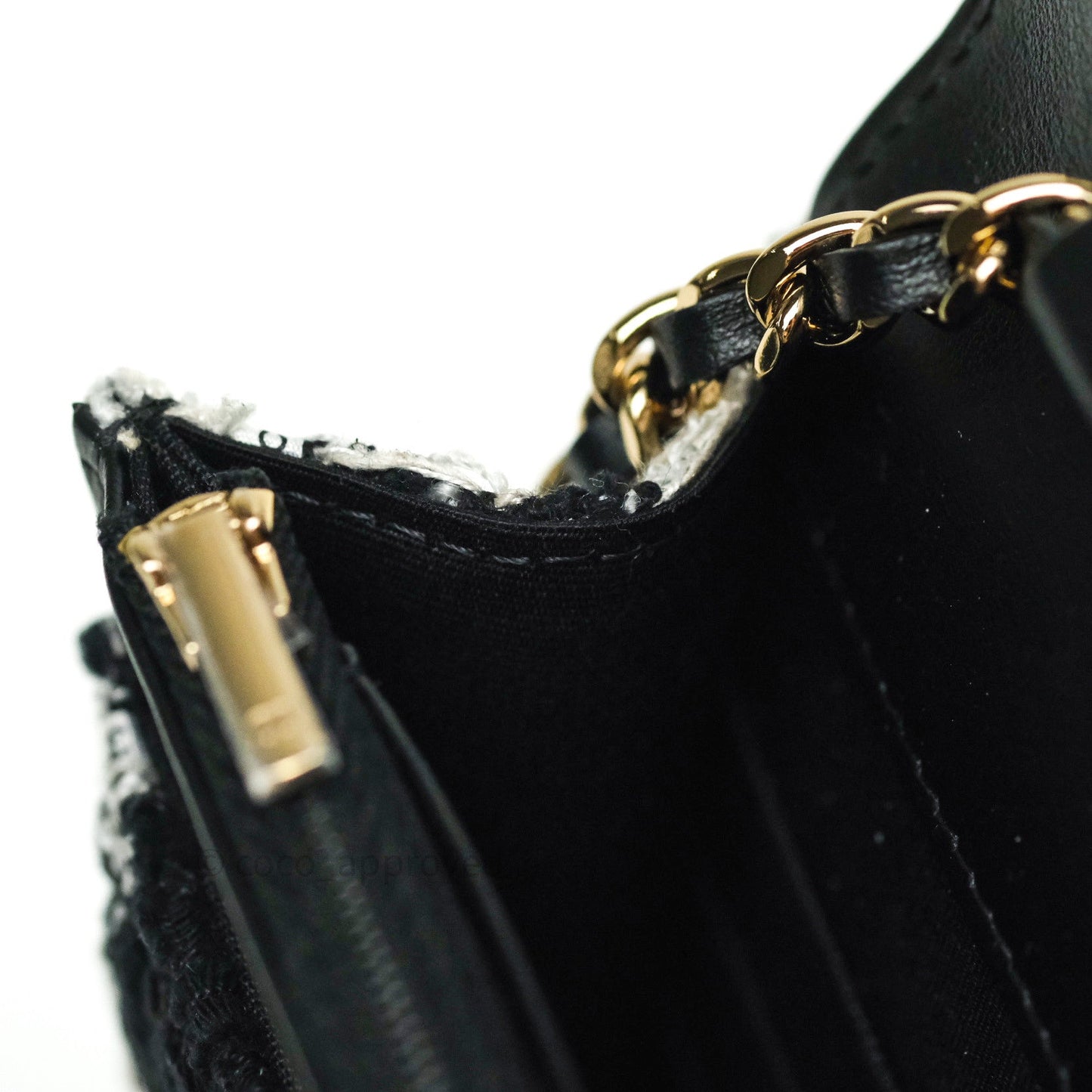 Chanel Quilted Wallet on Chain WOC Tweed Houndstooth Gold Hardware