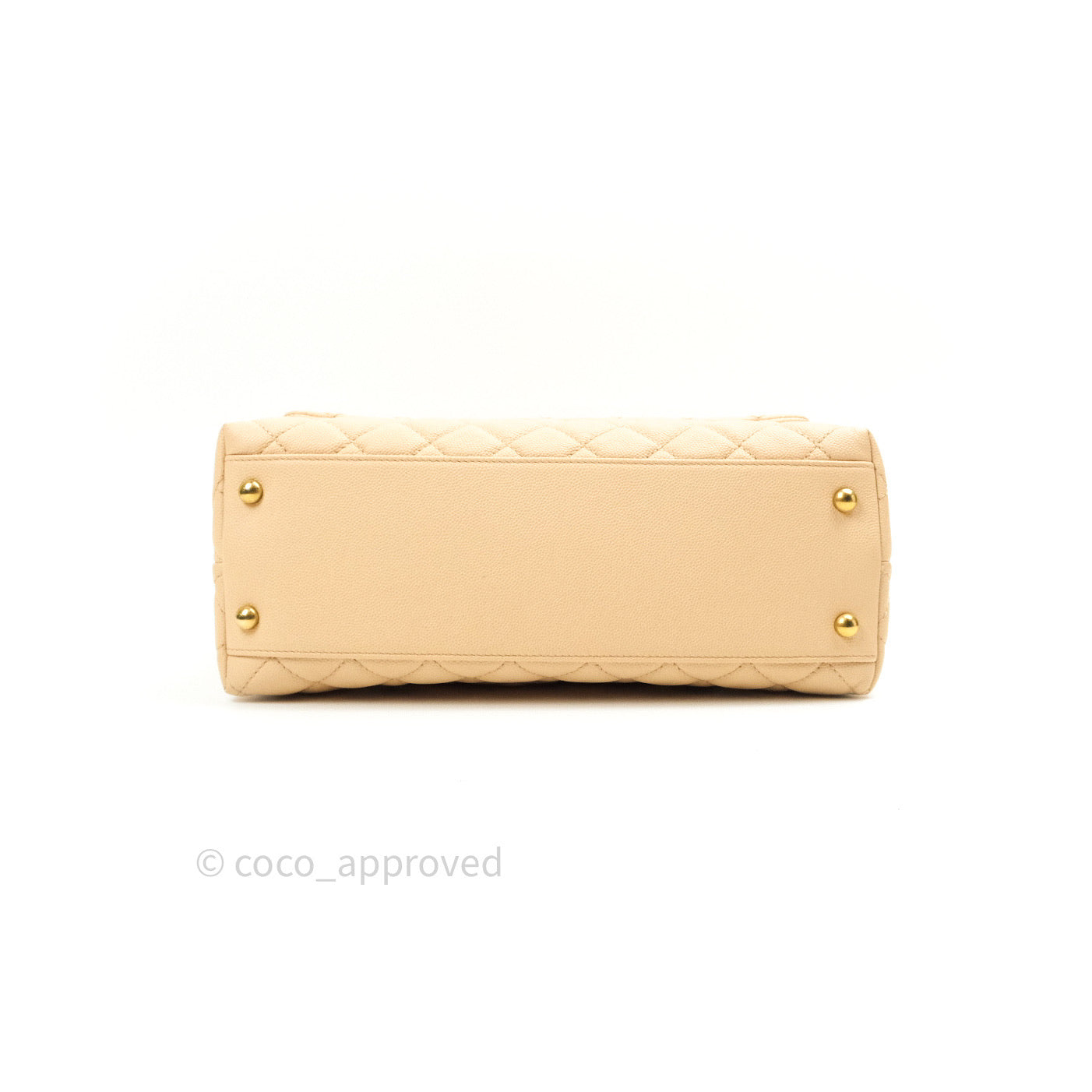 Chanel Small Coco Handle Quilted Beige Caviar Gold Hardware