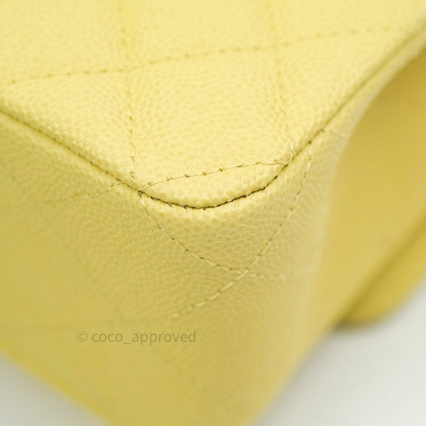 Chanel Classic M/L Medium Double Flap Bag Light Yellow Caviar Silver Hardware