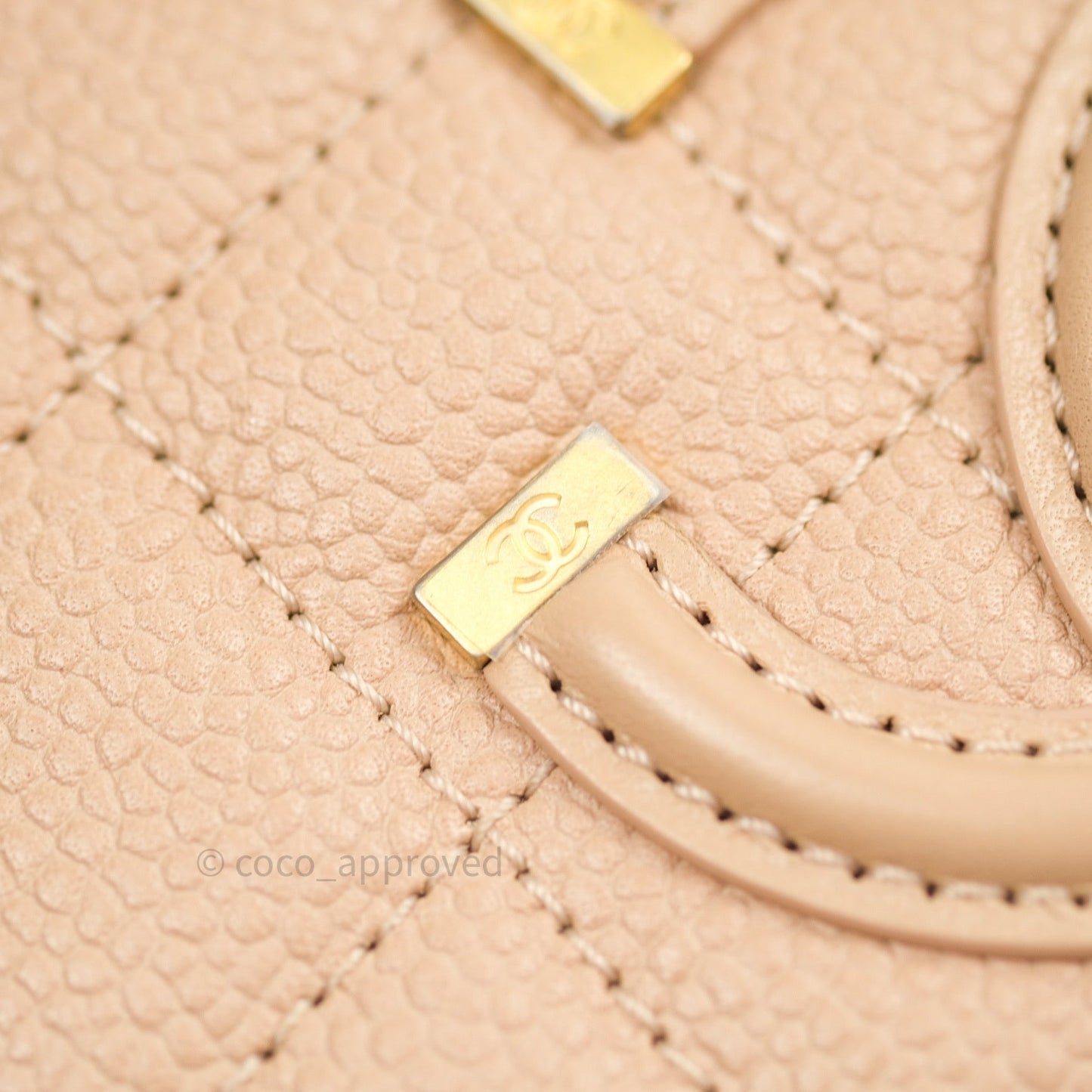 Chanel Quilted Small CC Filigree Vanity Case Beige Beige Caviar