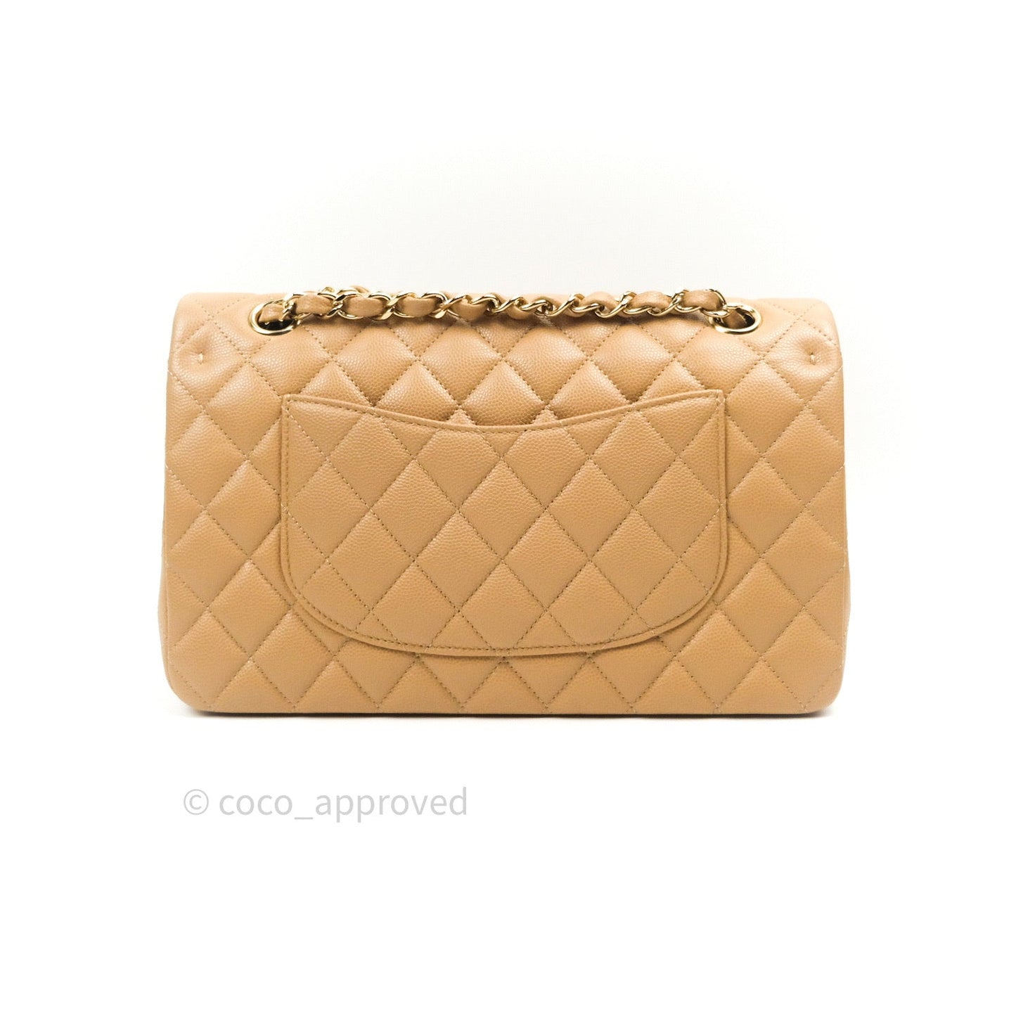 Chanel Quilted M/L Medium Double Flap Dark Beige Gold Hardware 19B