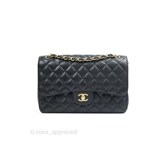 Chanel Classic Jumbo Double Flap Black Caviar Gold Hardware⁣⁣