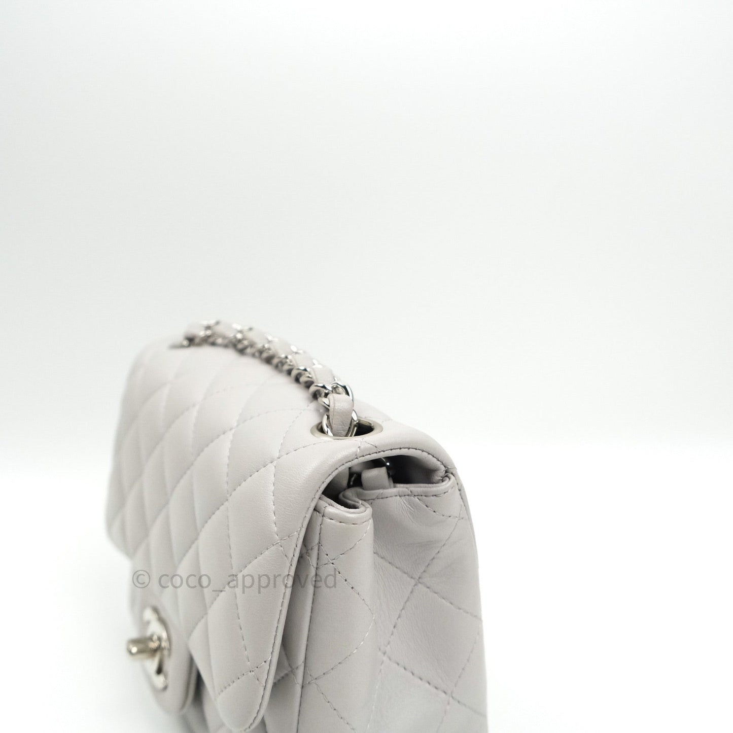 Chanel Mini Square Grey Lambskin Silver Hardware 19B