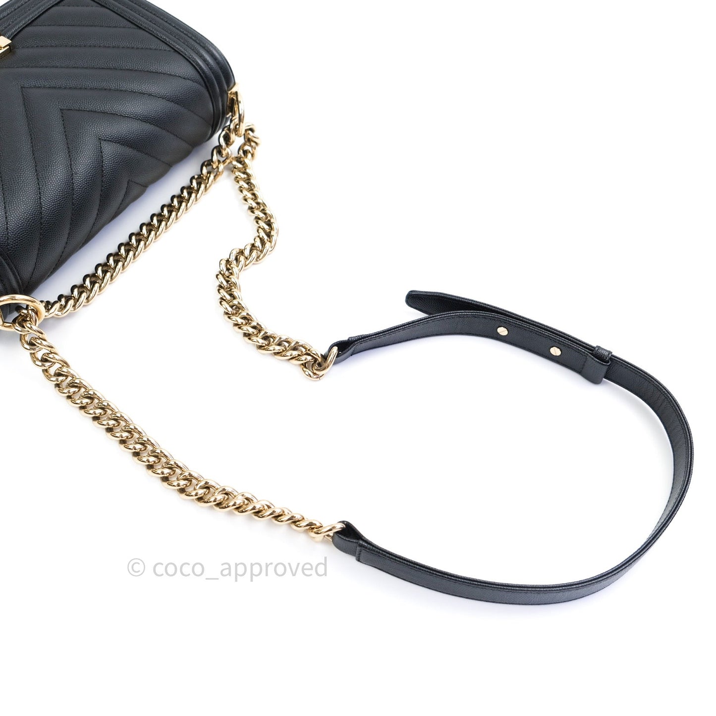Chanel Boy Chevron Medium Black Caviar Gold Hardware