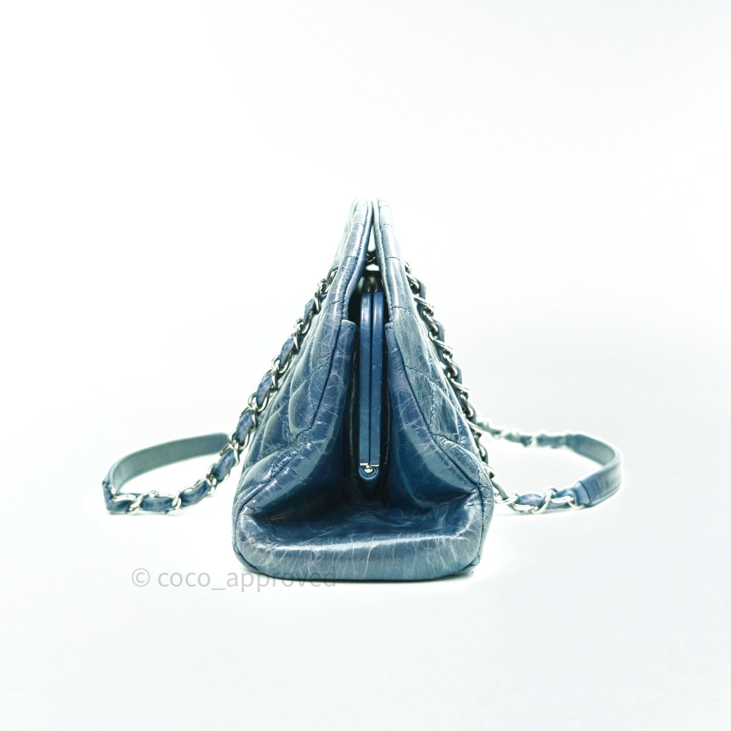 Chanel Mademoiselle Bowling Medium Crumpled Calfskin Leather Silver Hardware