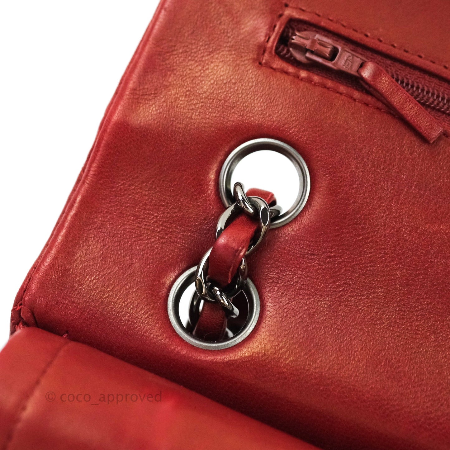 Chanel Classic M/L Medium Double Flap Dark Red Lambskin Gunmetal Hardware