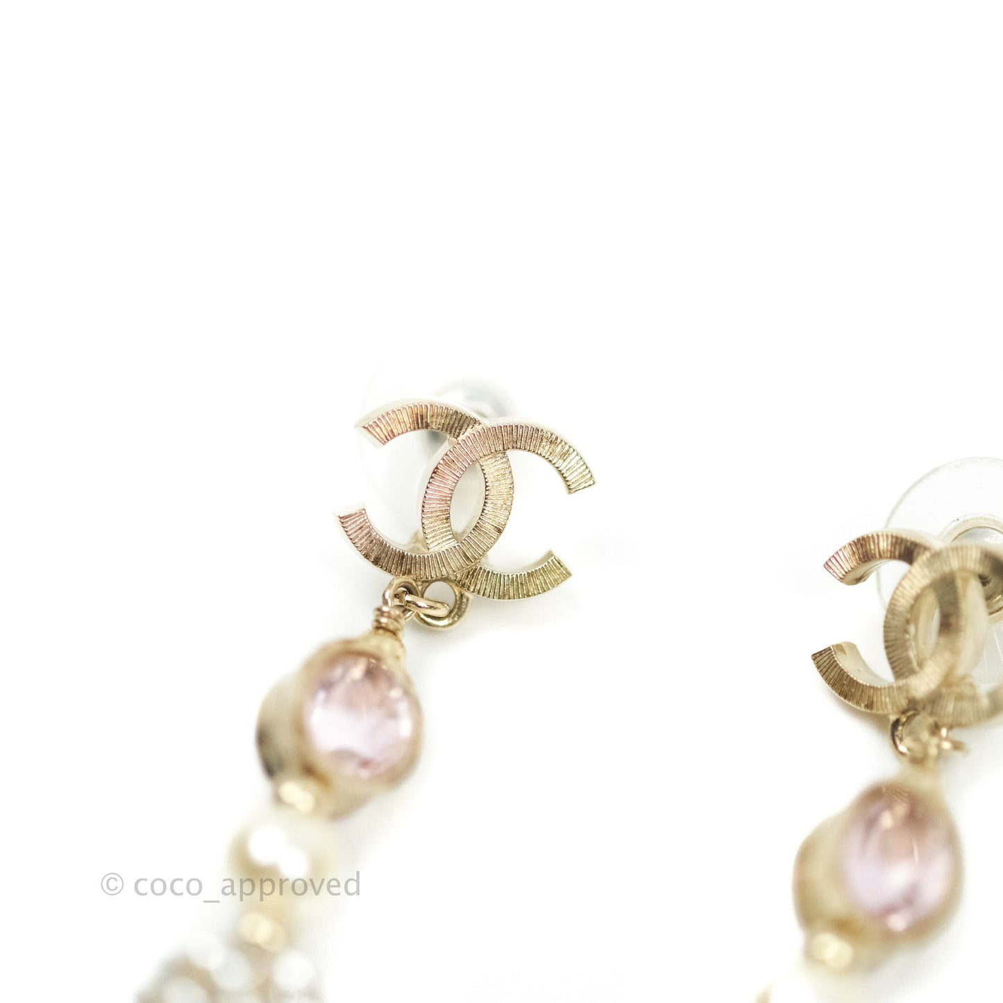 Chanel Crystal Gold Tone Drop Earrings 16P
