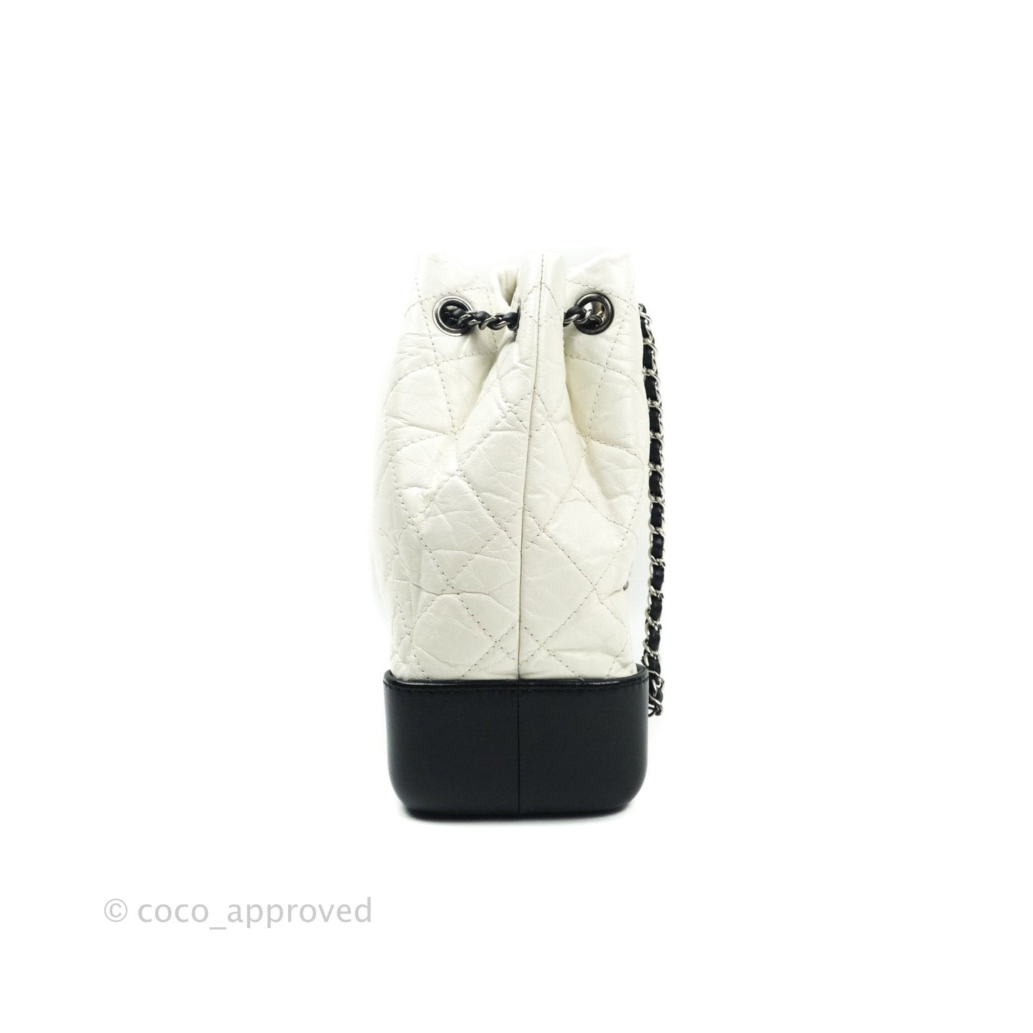 Chanel Gabrielle Backpack Black Aged Calfskin Small White Black