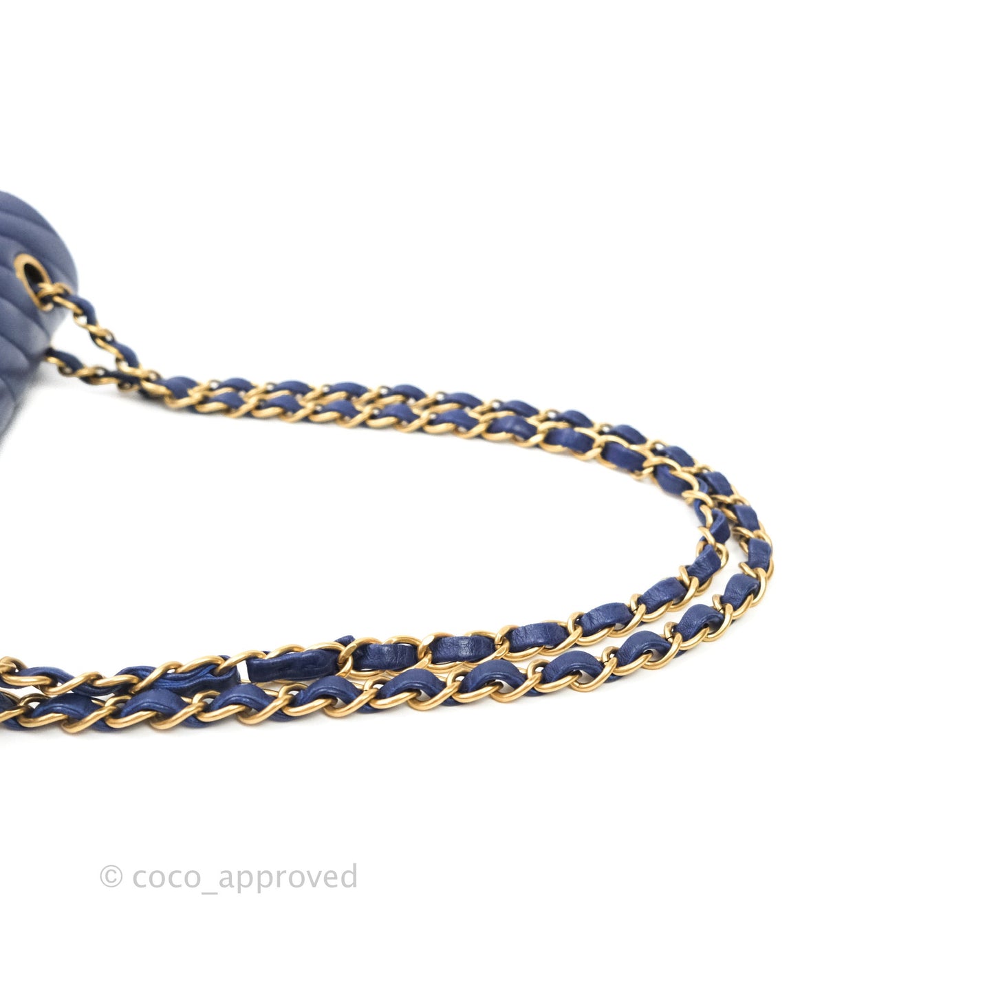 Chanel Classic Chevron M/L Medium Flap Blue Lambskin Gold Hardware