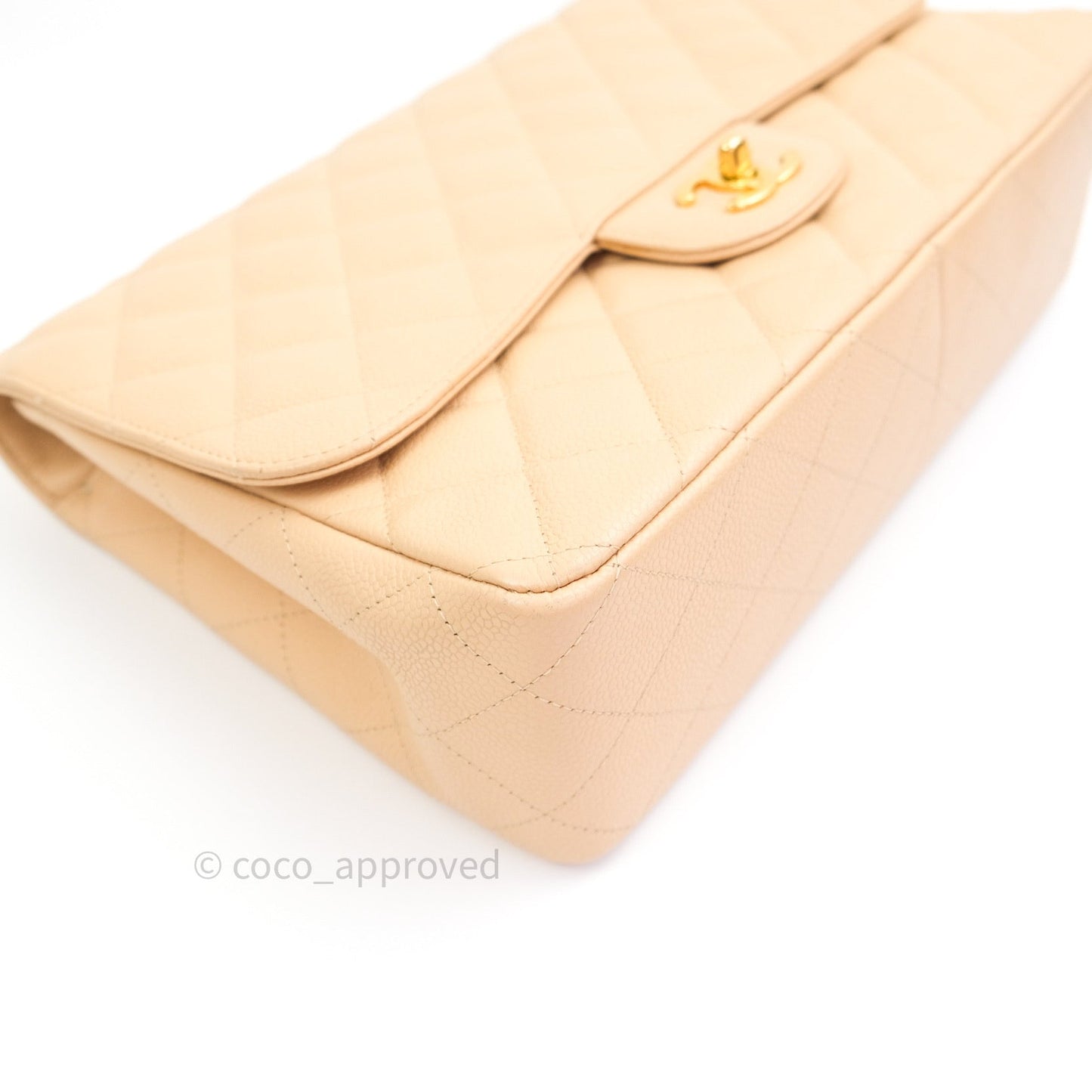 Chanel Classic Jumbo Single Flap Beige Caviar Gold Hardware⁣⁣