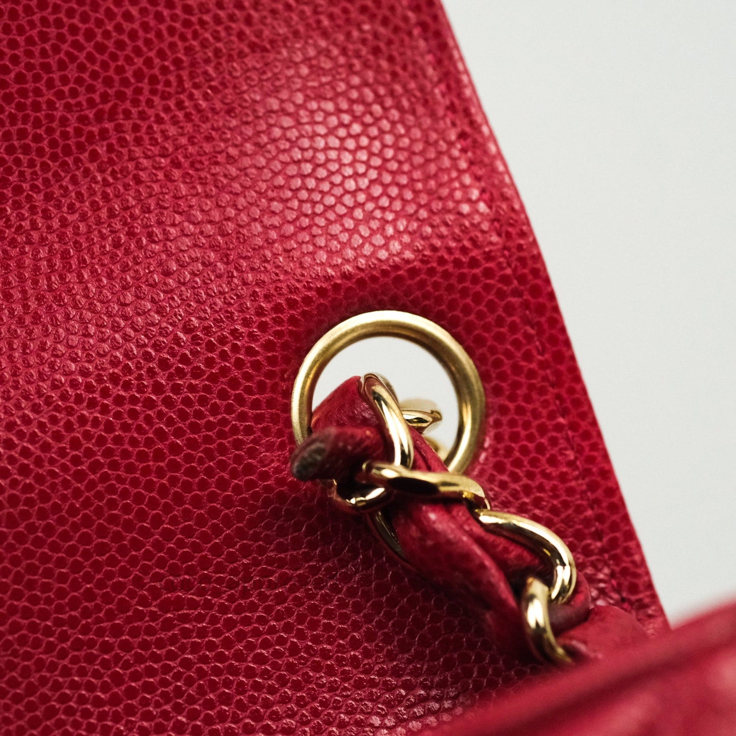 Chanel Mini Square Red Chevron Caviar Gold Hardware