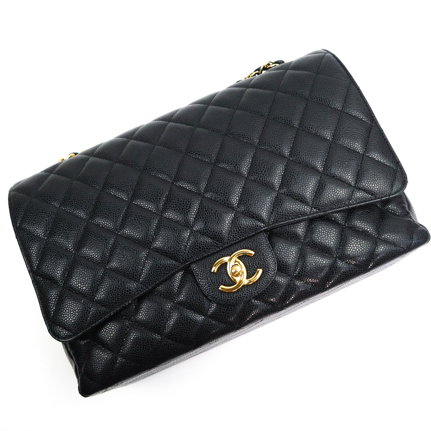 Chanel Classic Double Flap Maxi Black Caviar Gold Hardware