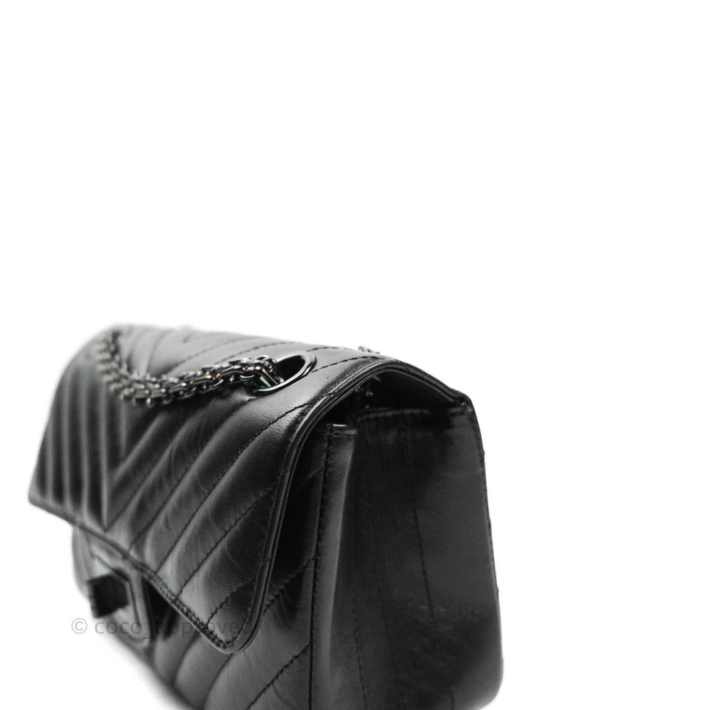 Chanel Mini Reissue 224 So Black Chevron Calfskin Black Hardware