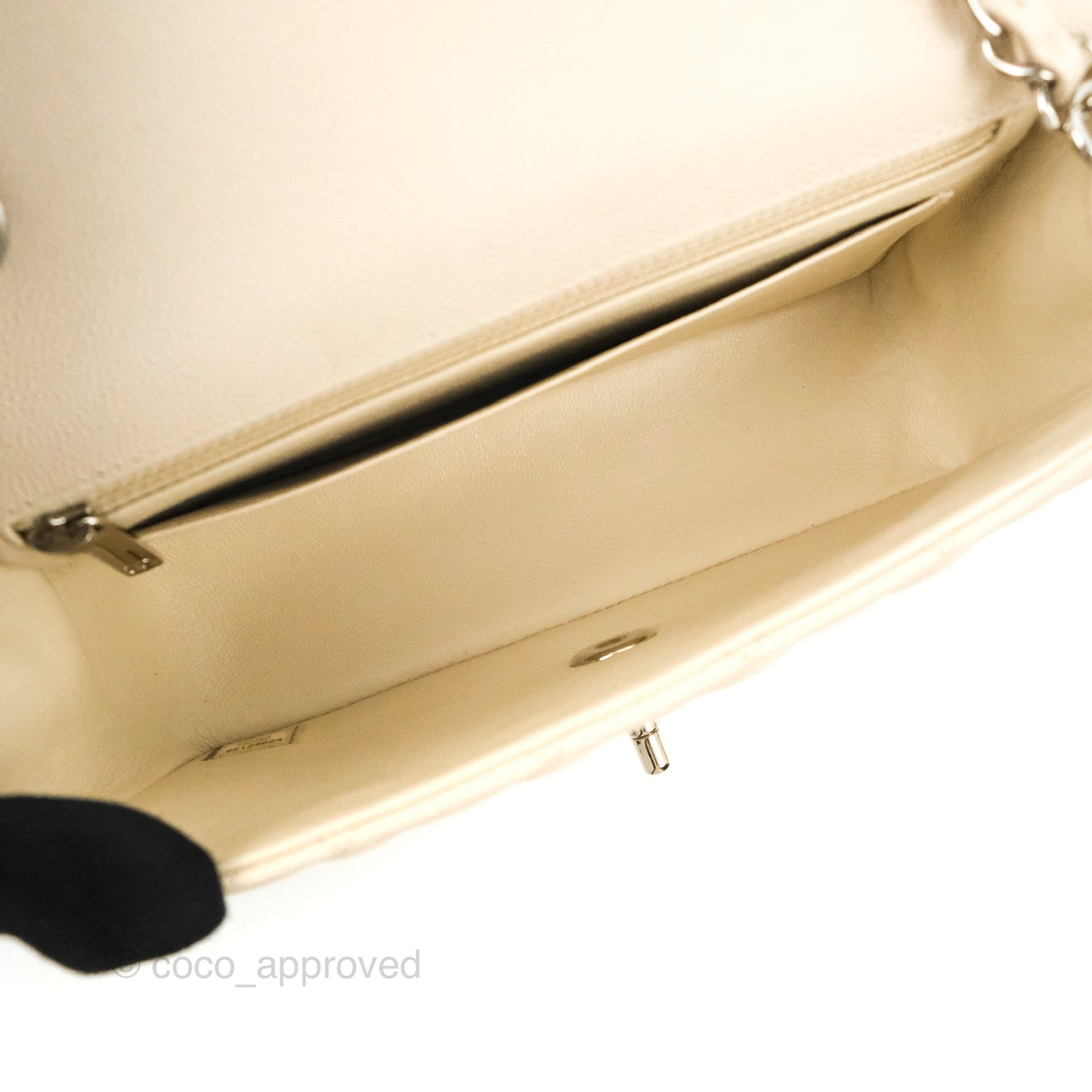 Chanel Quilted Mini Rectangular Ivory Caviar Silver Hardware