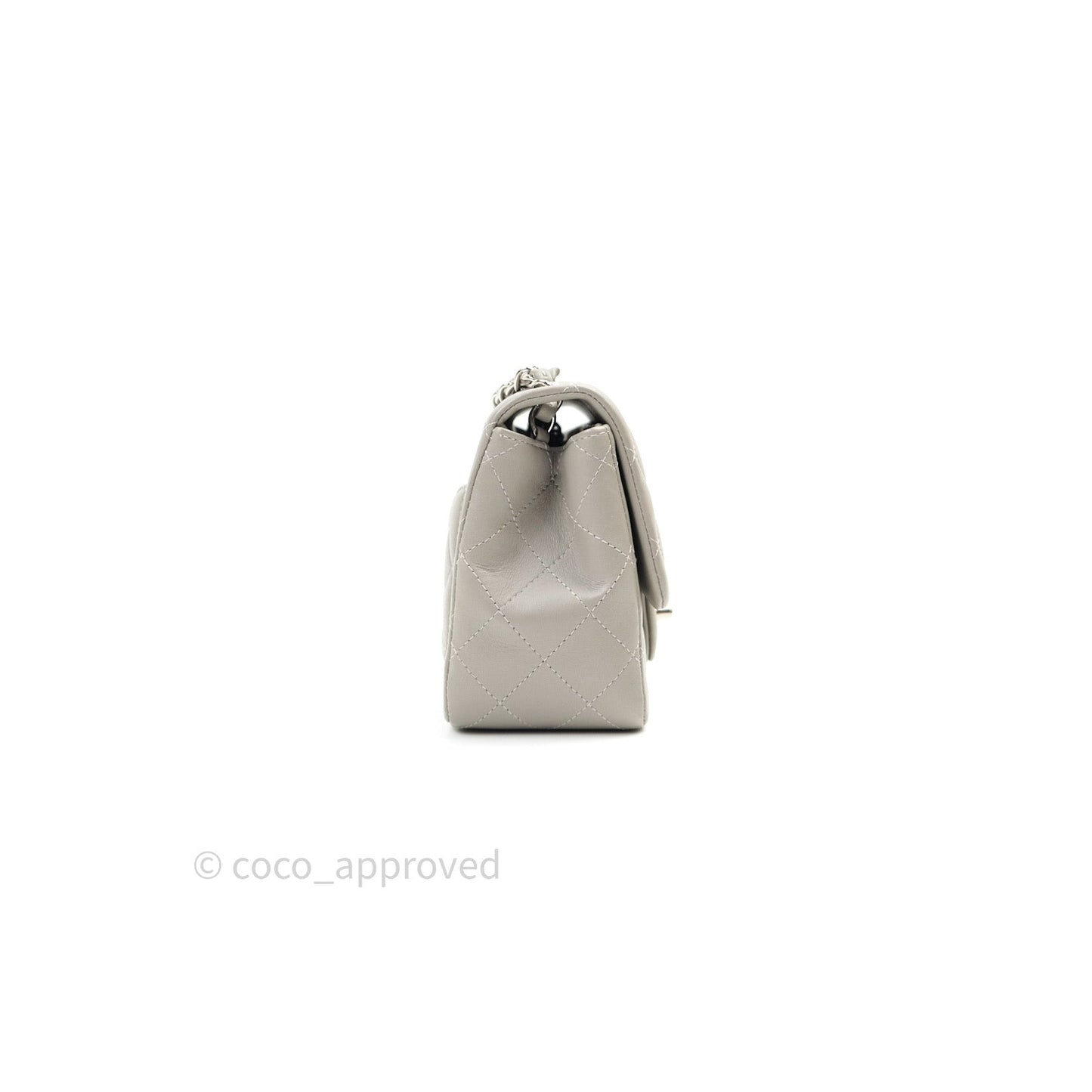 Chanel Mini Square Grey Lambskin Silver Hardware 19B