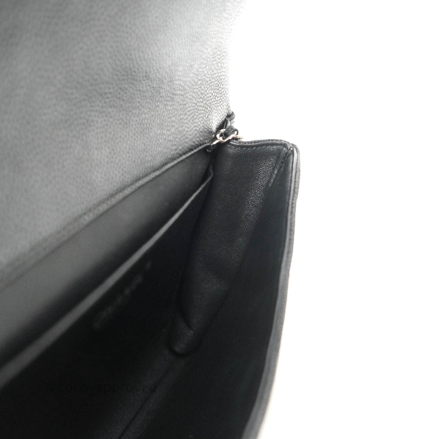 Chanel Quilted Clutch with Chain Black Caviar Silver Hardware